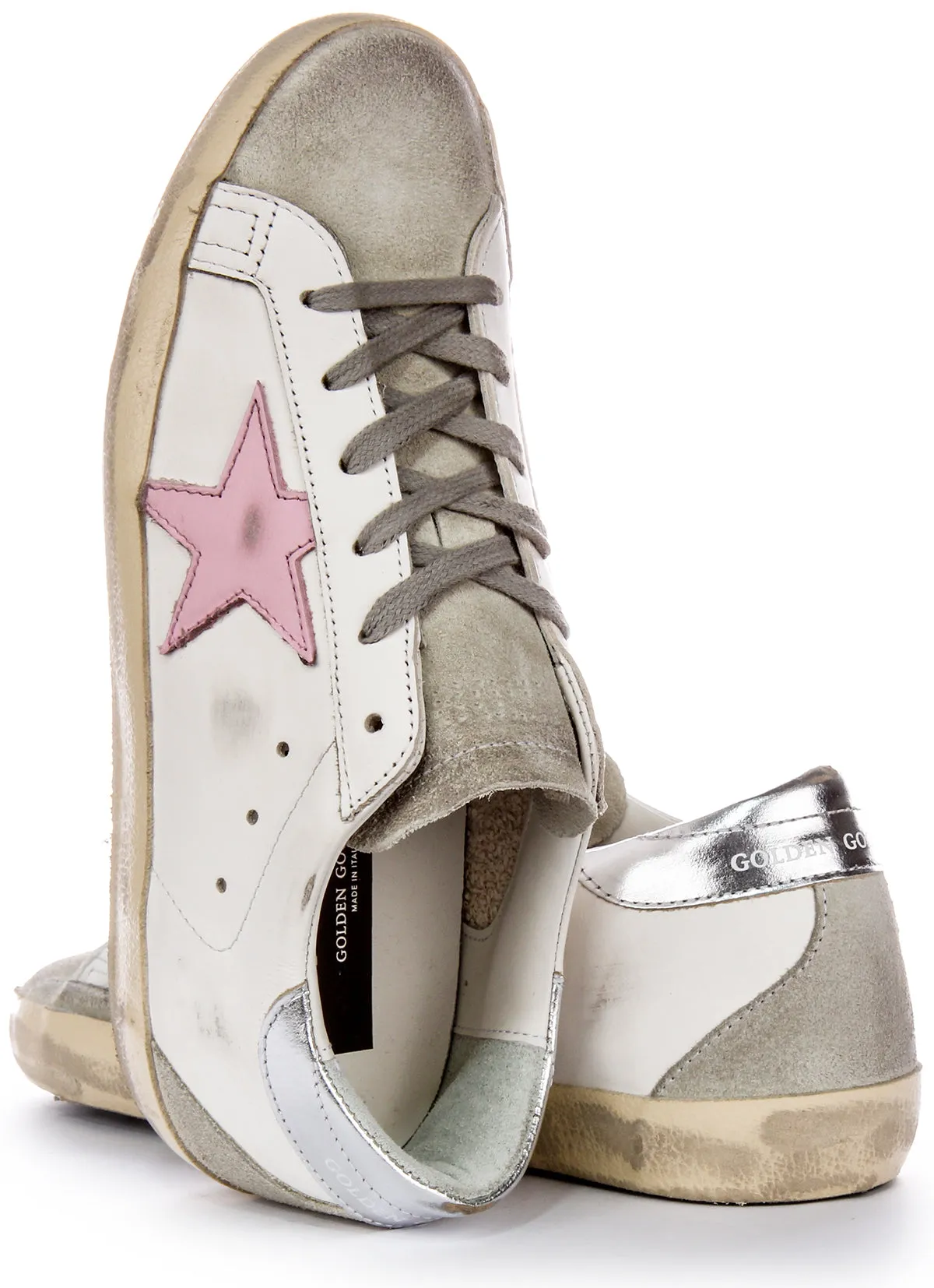 Golden Goose Super-Star en blanc et rose pour femmes