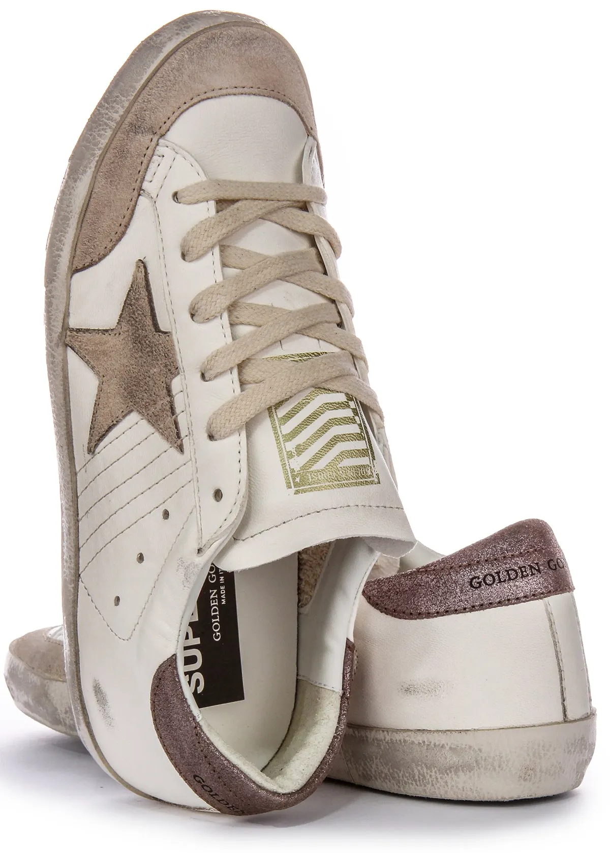 Golden Goose Super Star Stylos En Blanc Beige Pour Femmes Chaussures Golden Goose