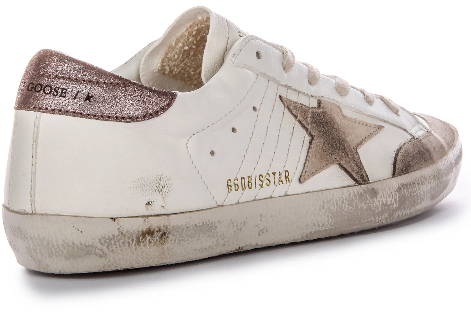 Golden Goose Super Star Stylos En Blanc Beige Pour Femmes Chaussures Golden Goose