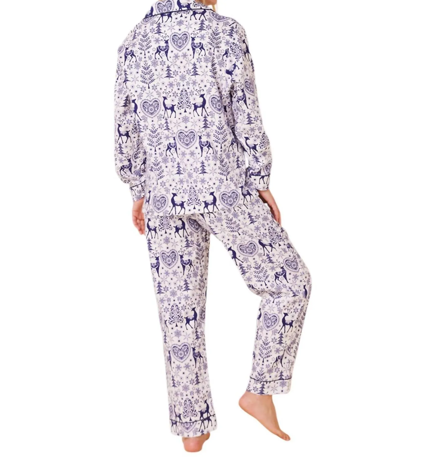 Ensemble de Pyjama en Flanelle Holly Jolly Pima en Bleu