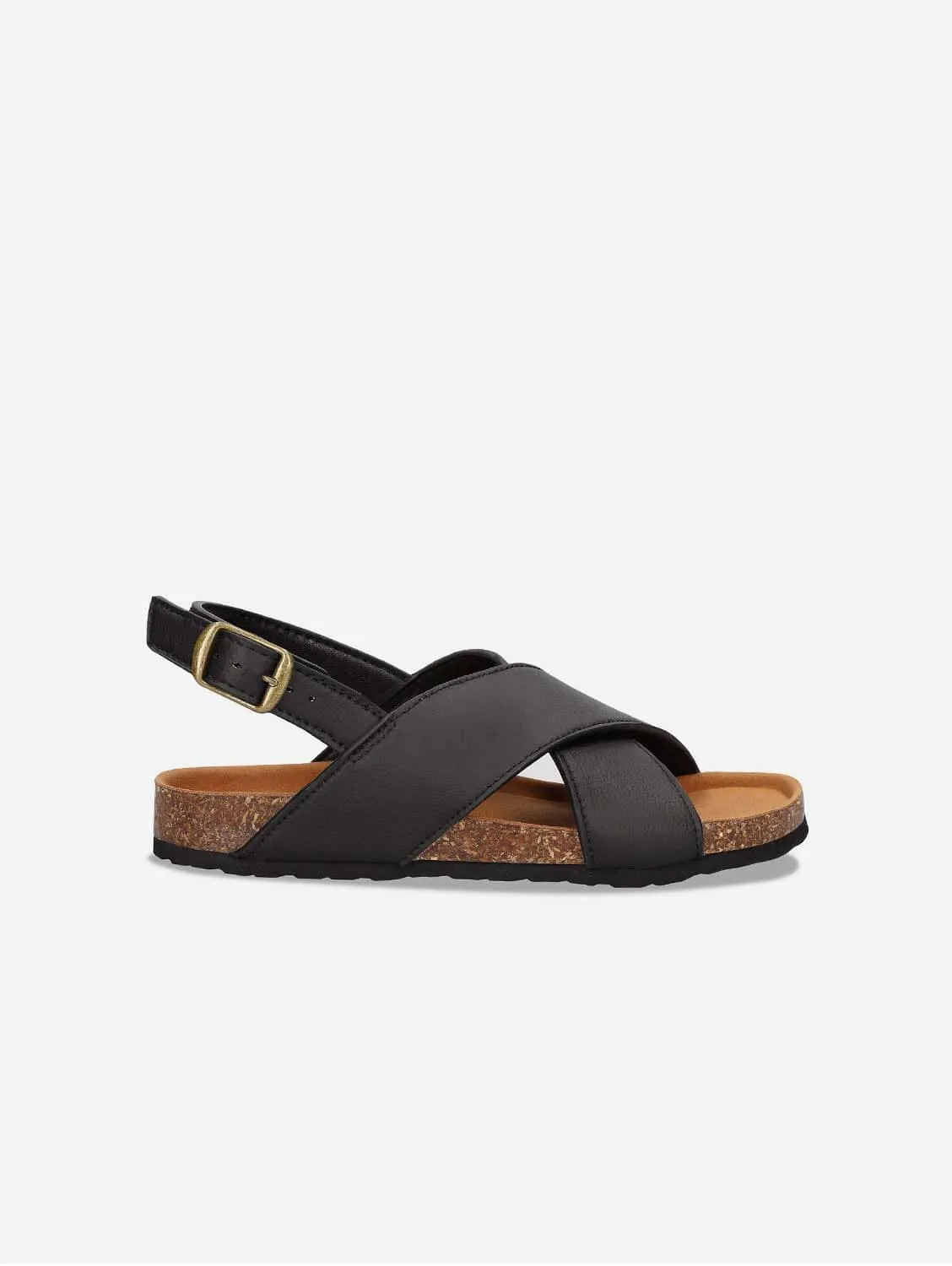 Sandales unisexes vegan en cuir de pomme Lanta | Noir