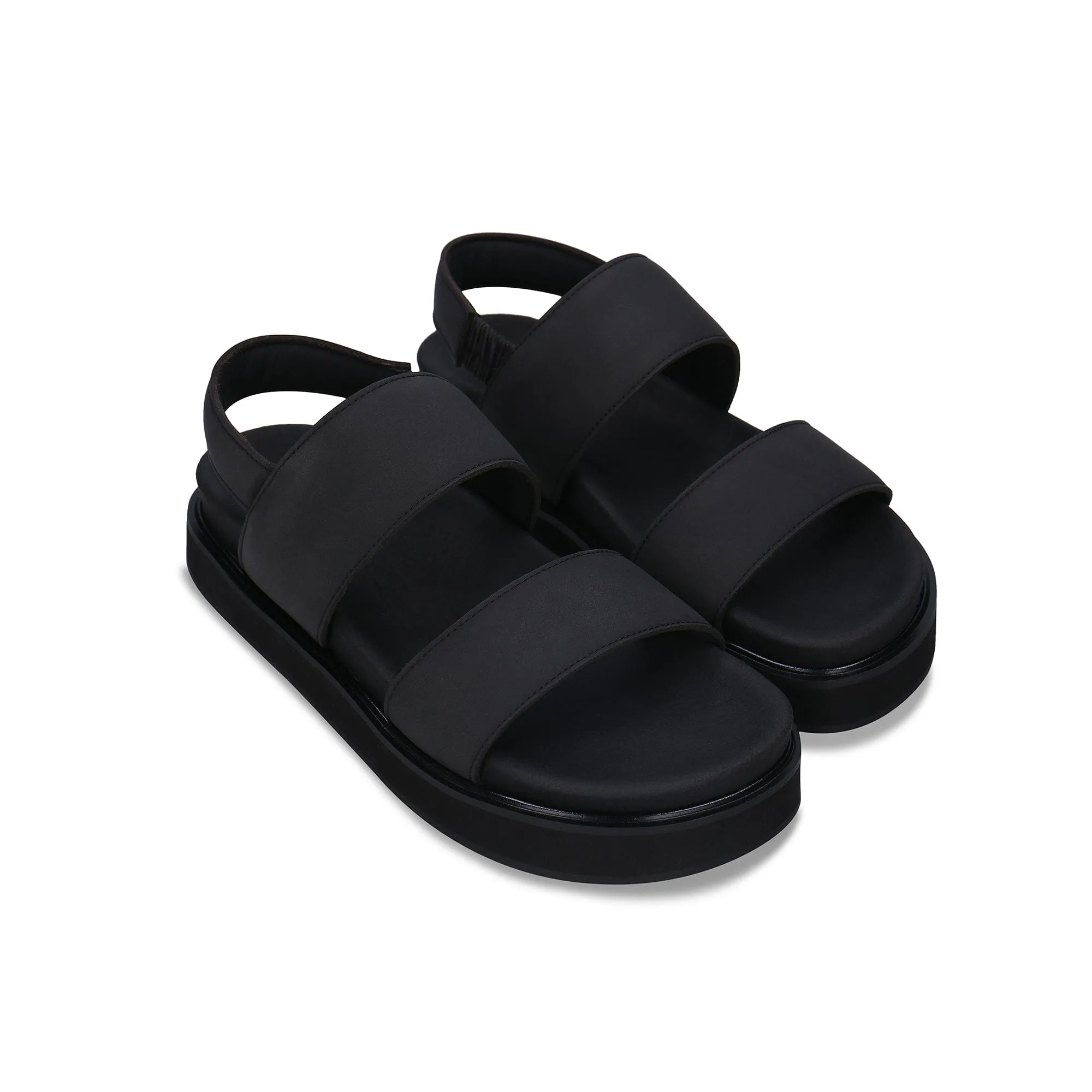 Sandales plates unisexes vegan en microfibre Lau | Noir