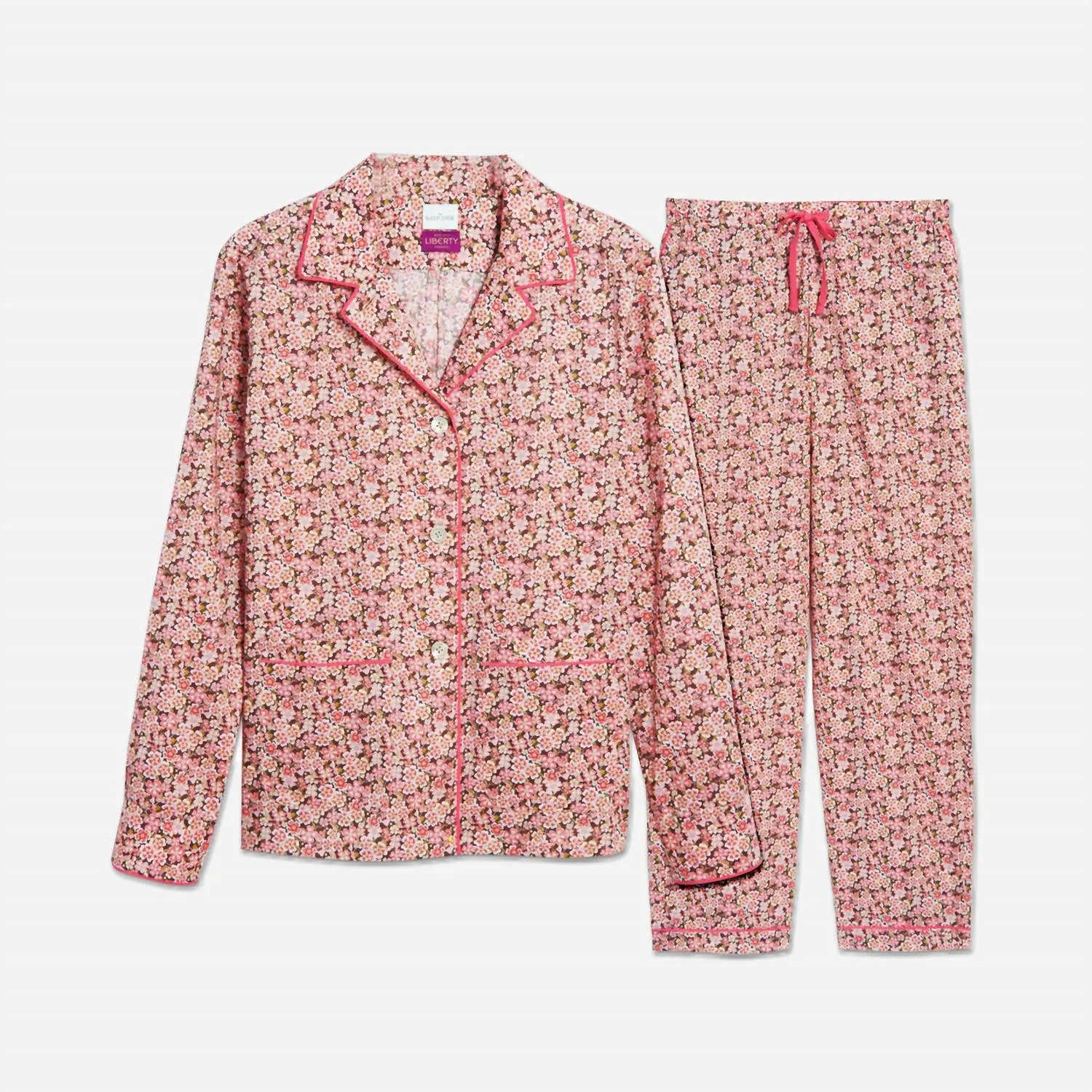 Pyjama Long Classique en Coton Liberty Imprimé Floral Anoki Rose