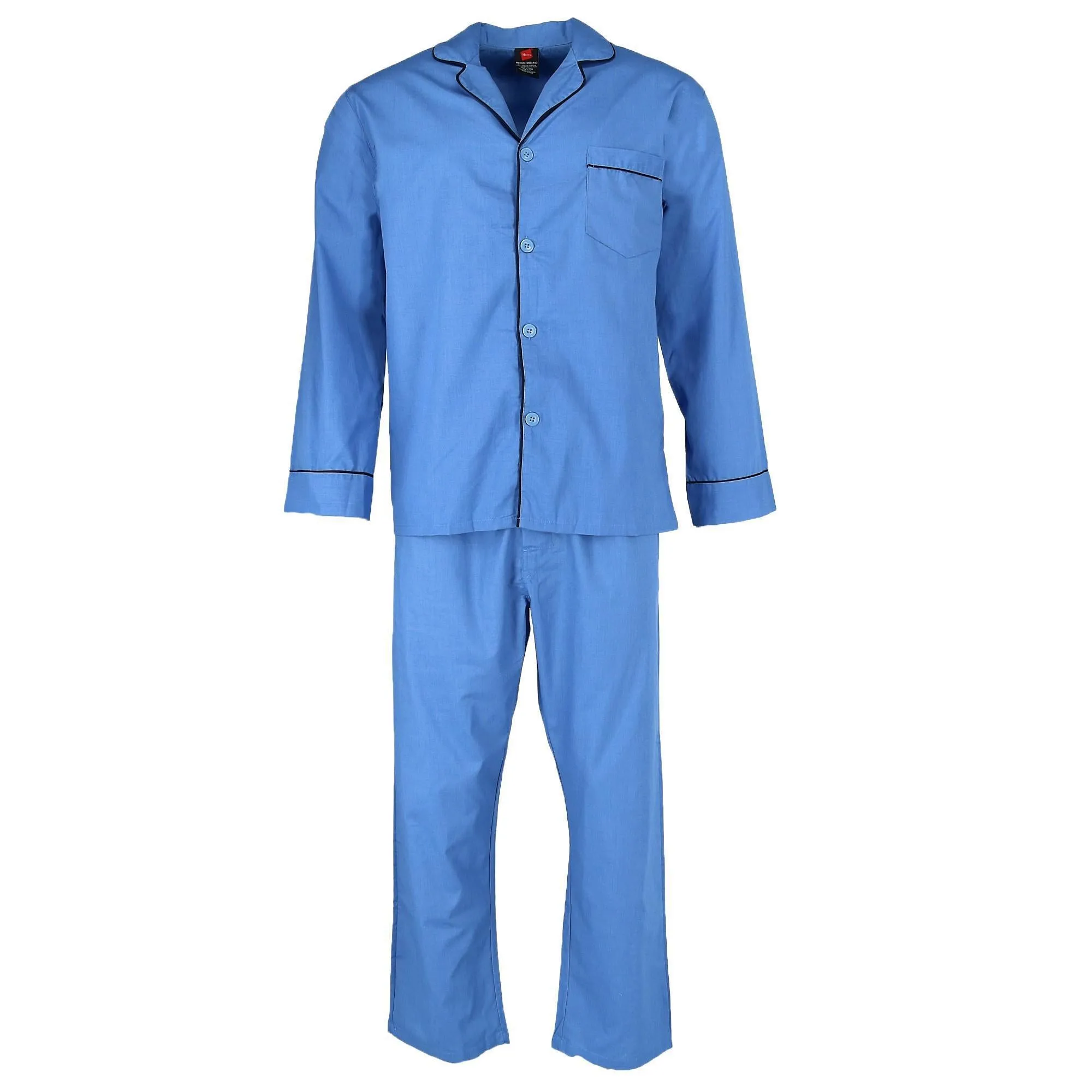 Pyjama Homme Grande Taille en Popeline à Manches Longues