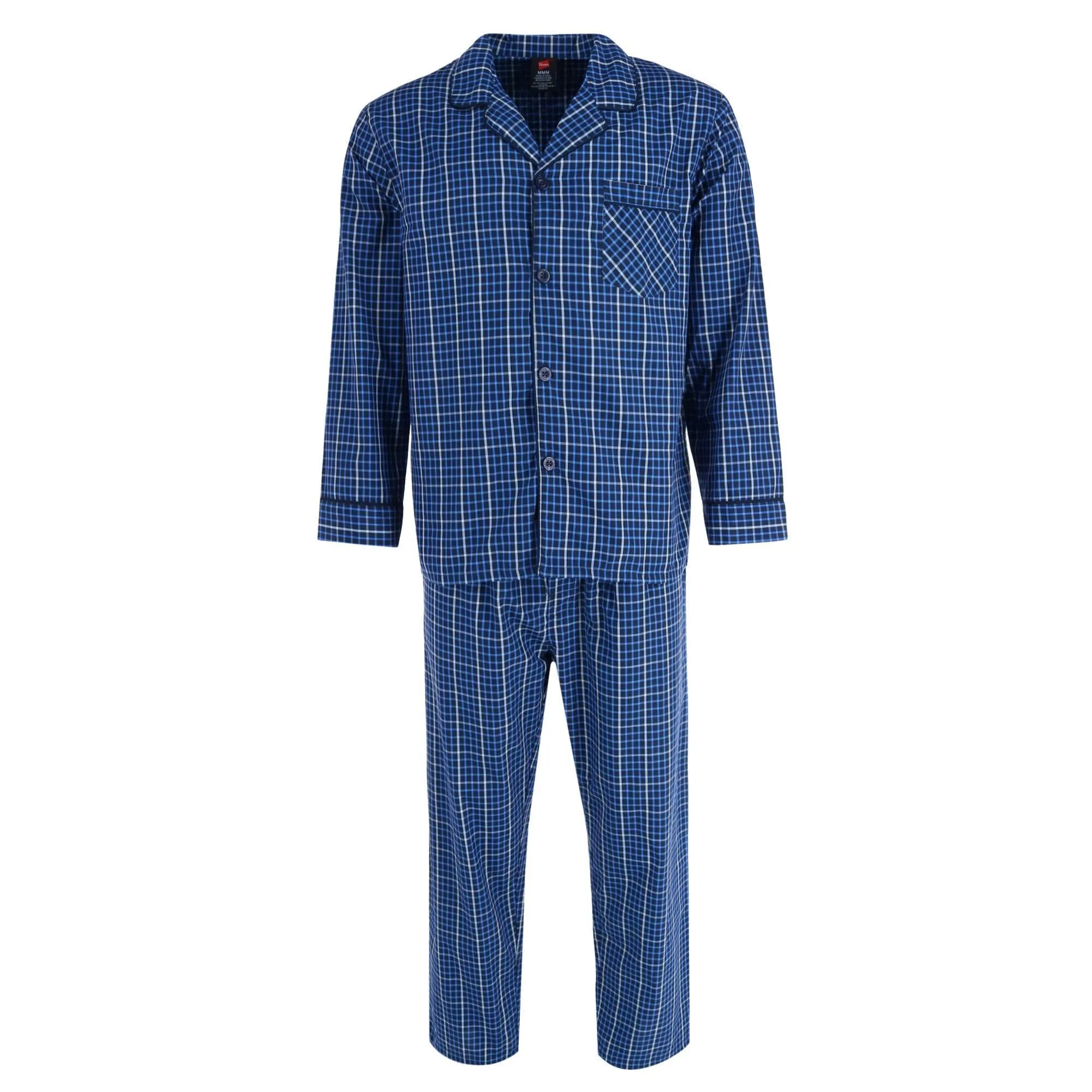 Pyjama Homme Grande Taille en Popeline à Manches Longues