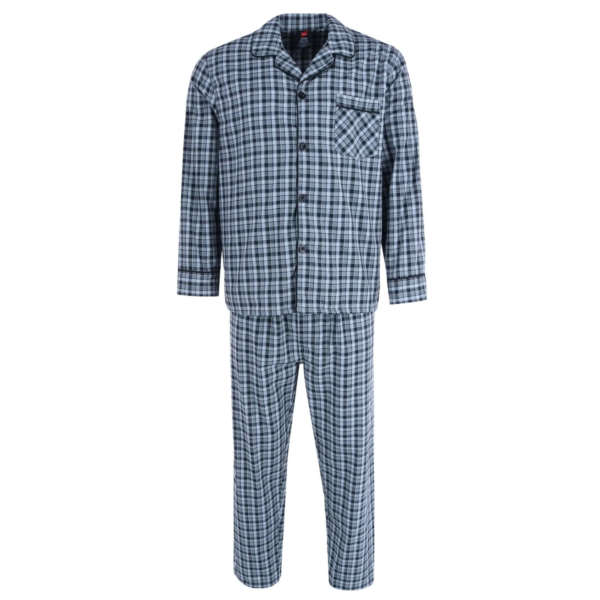 Pyjama Homme Grande Taille en Popeline à Manches Longues