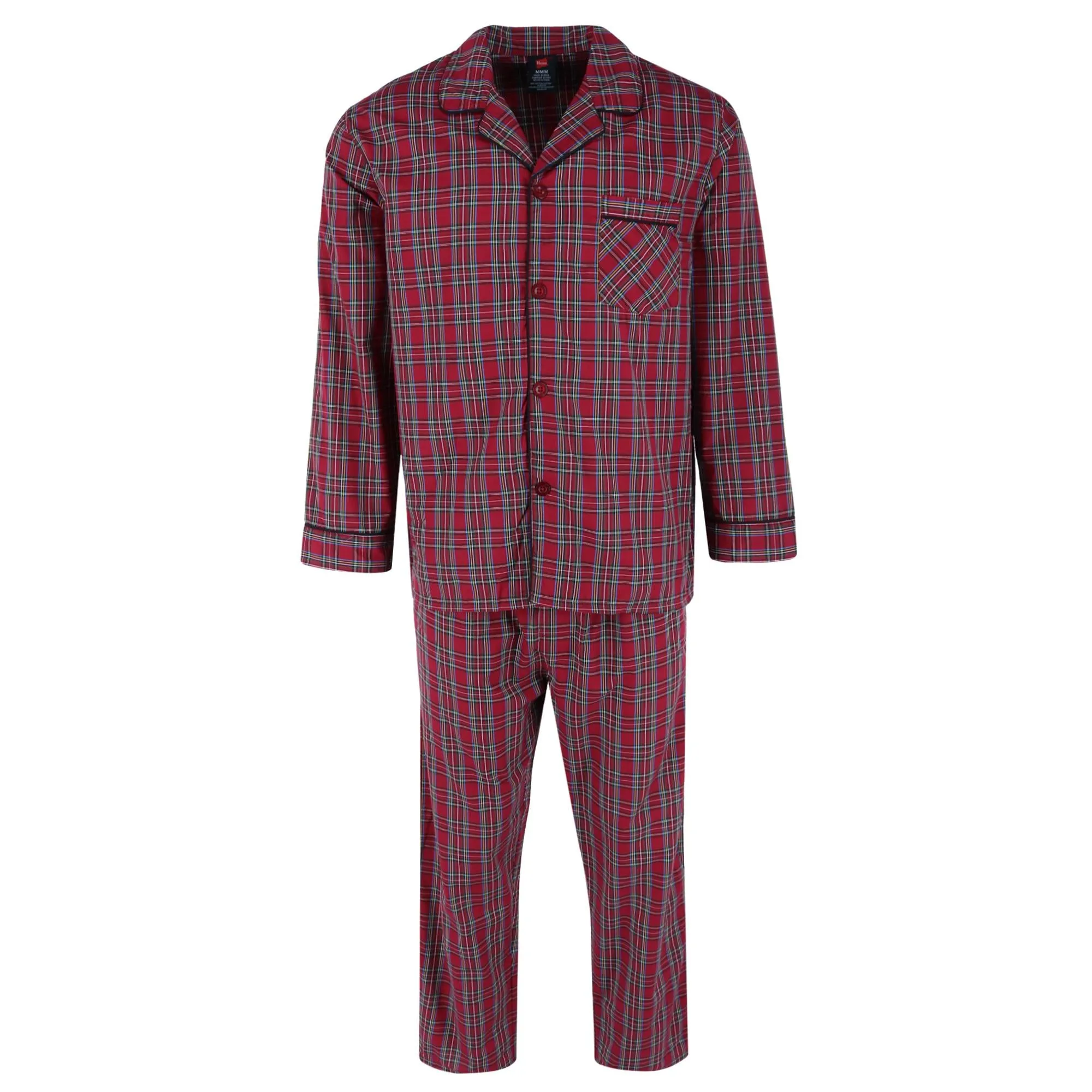Pyjama Homme Grande Taille en Popeline à Manches Longues