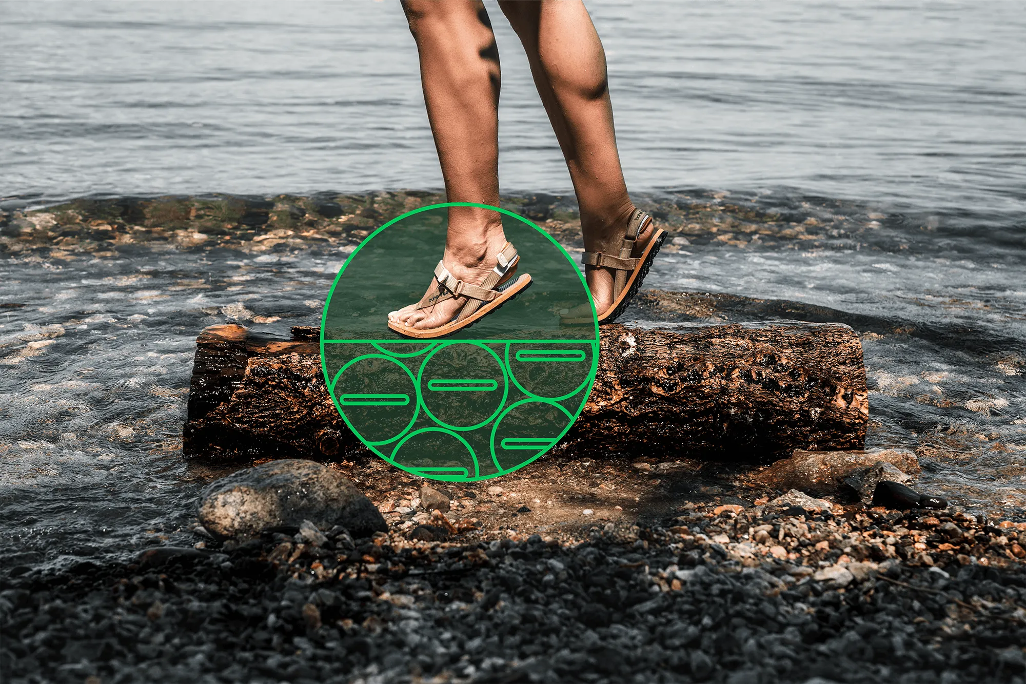 Sandales pieds nus grounding pour hommes Respire | Eclipse