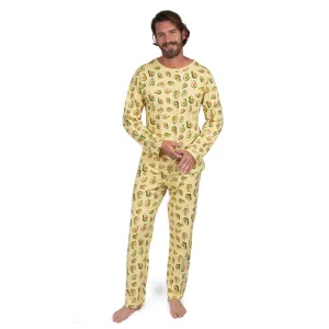 Mens Two Piece Cotton Loose Fit Pajamas Avocado