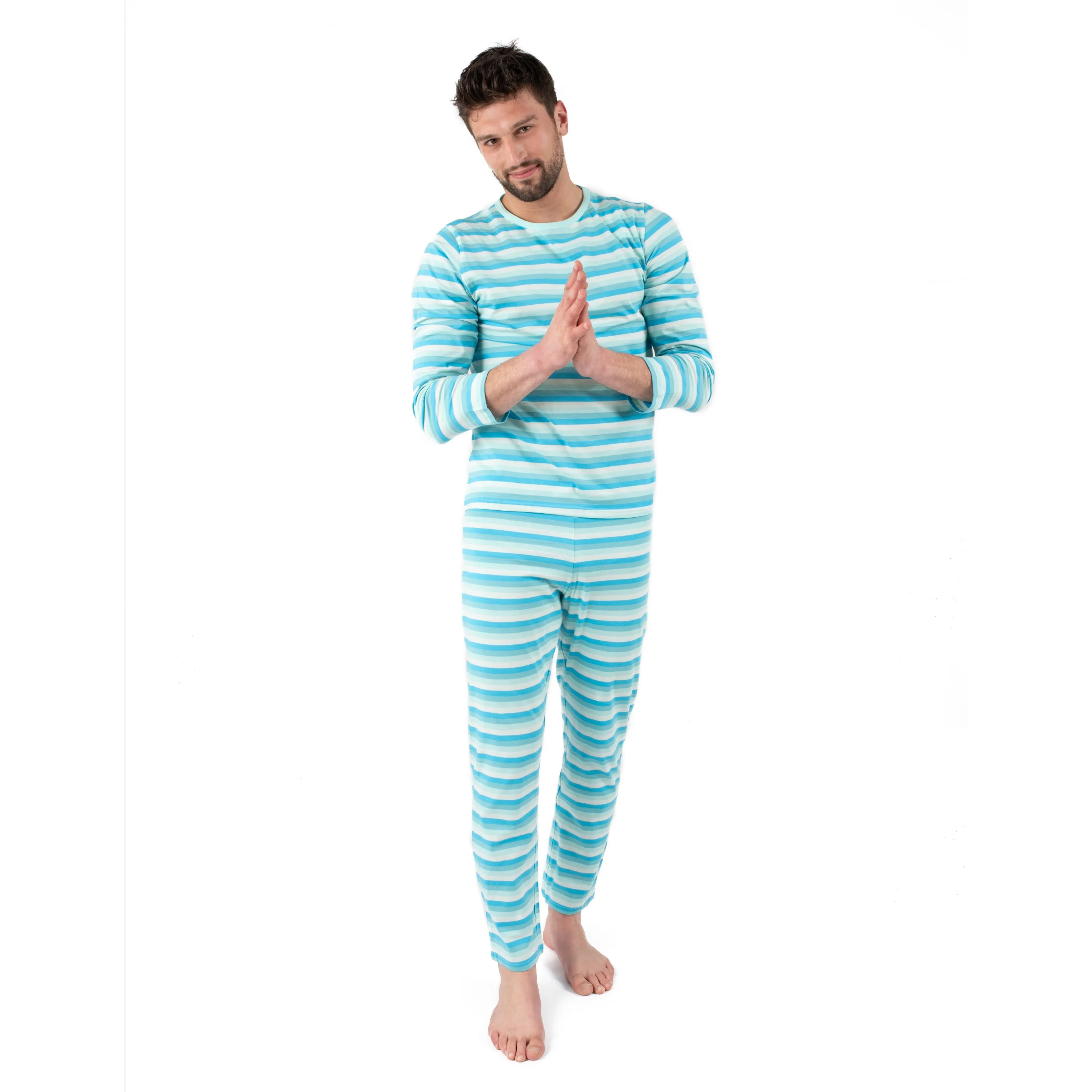 Pyjama deux pièces en coton ample pour homme à rayures orque