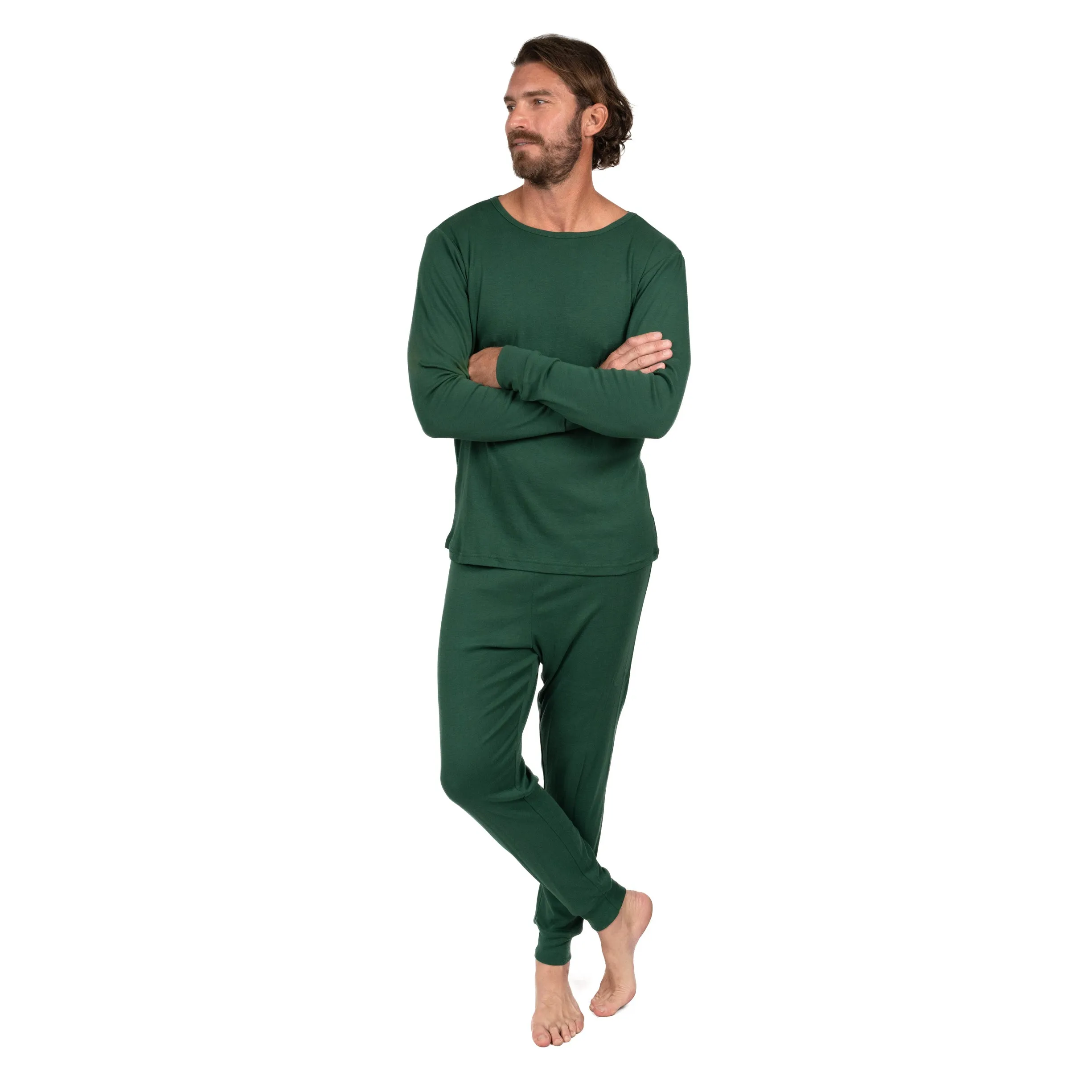 Pyjama deux pièces en coton pour homme - Style bohème couleur unie