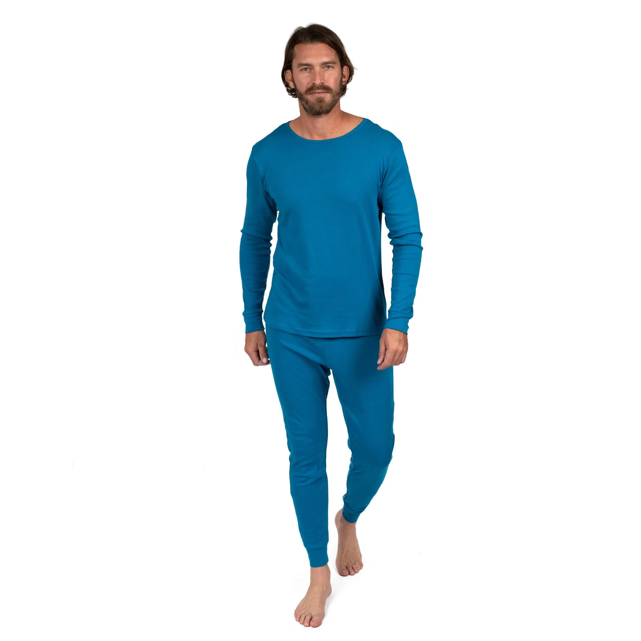 Pyjama deux pièces en coton pour homme - Style bohème couleur unie