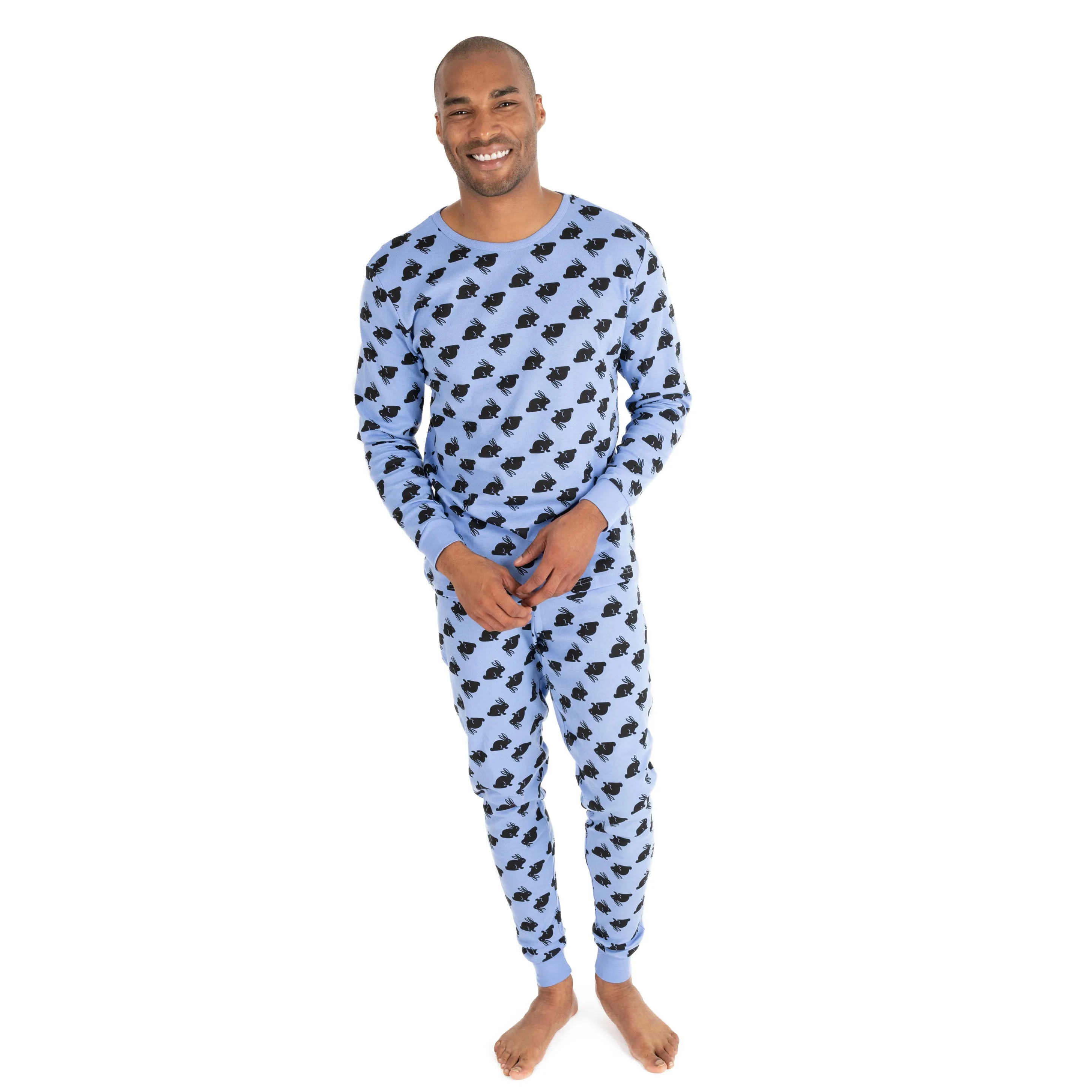Pyjama deux pièces en coton pour homme - Lapin bleu