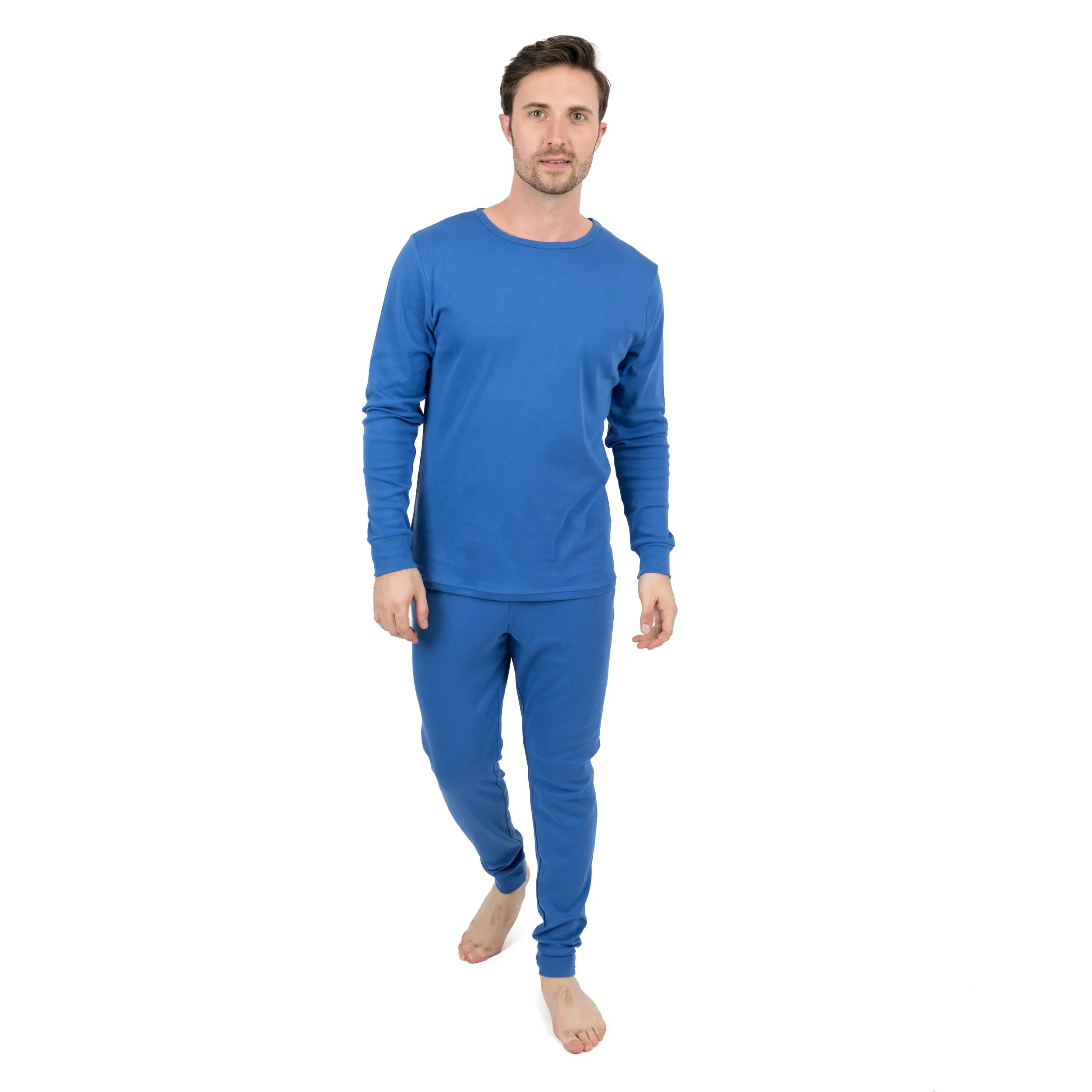 Pyjama deux pièces en coton pour homme - Couleur unie classique