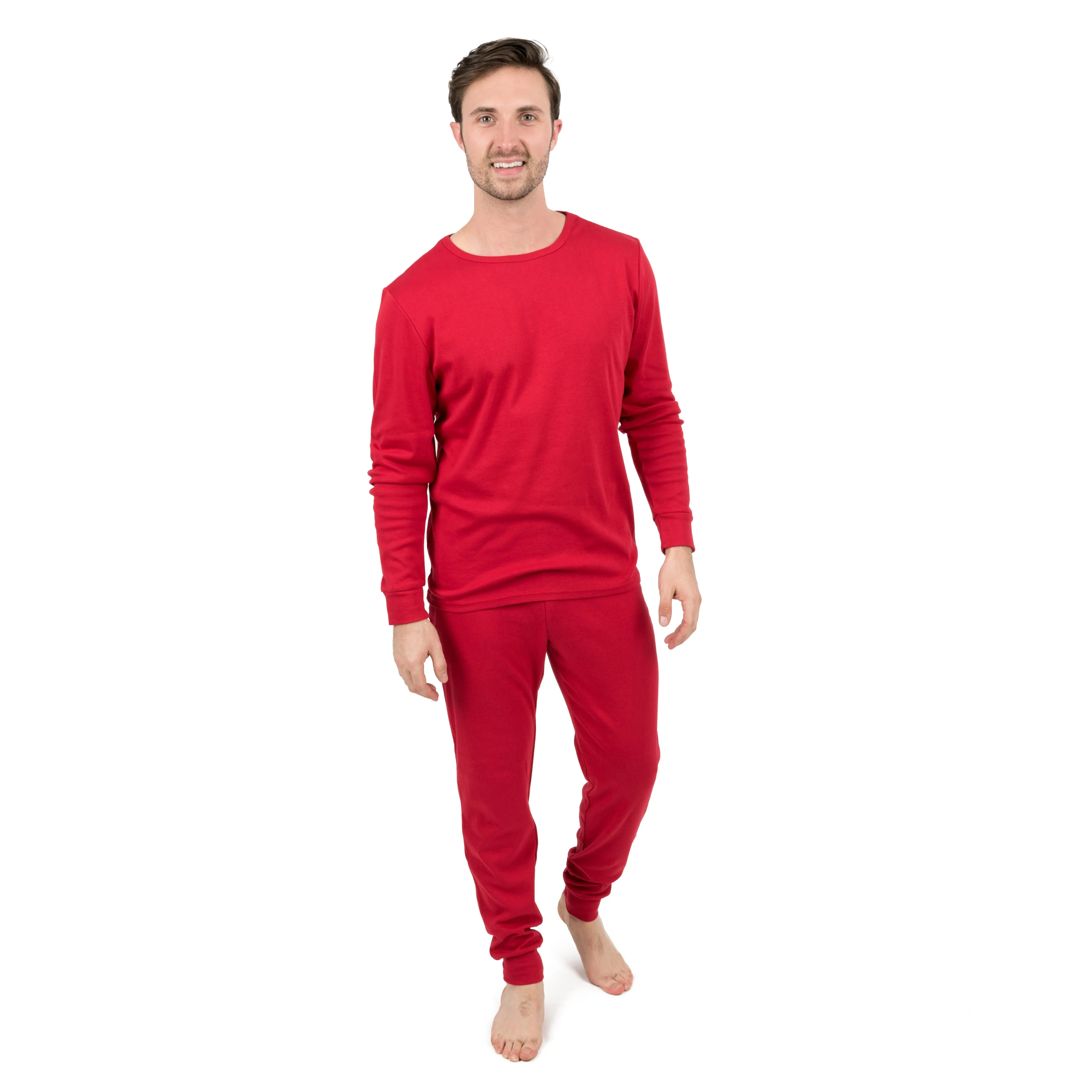 Pyjama deux pièces en coton pour homme - Couleur unie classique