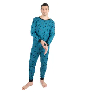 Mens Two Piece Cotton Pajamas Moon