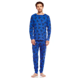 Mens Two Piece Cotton Pajamas Skulls