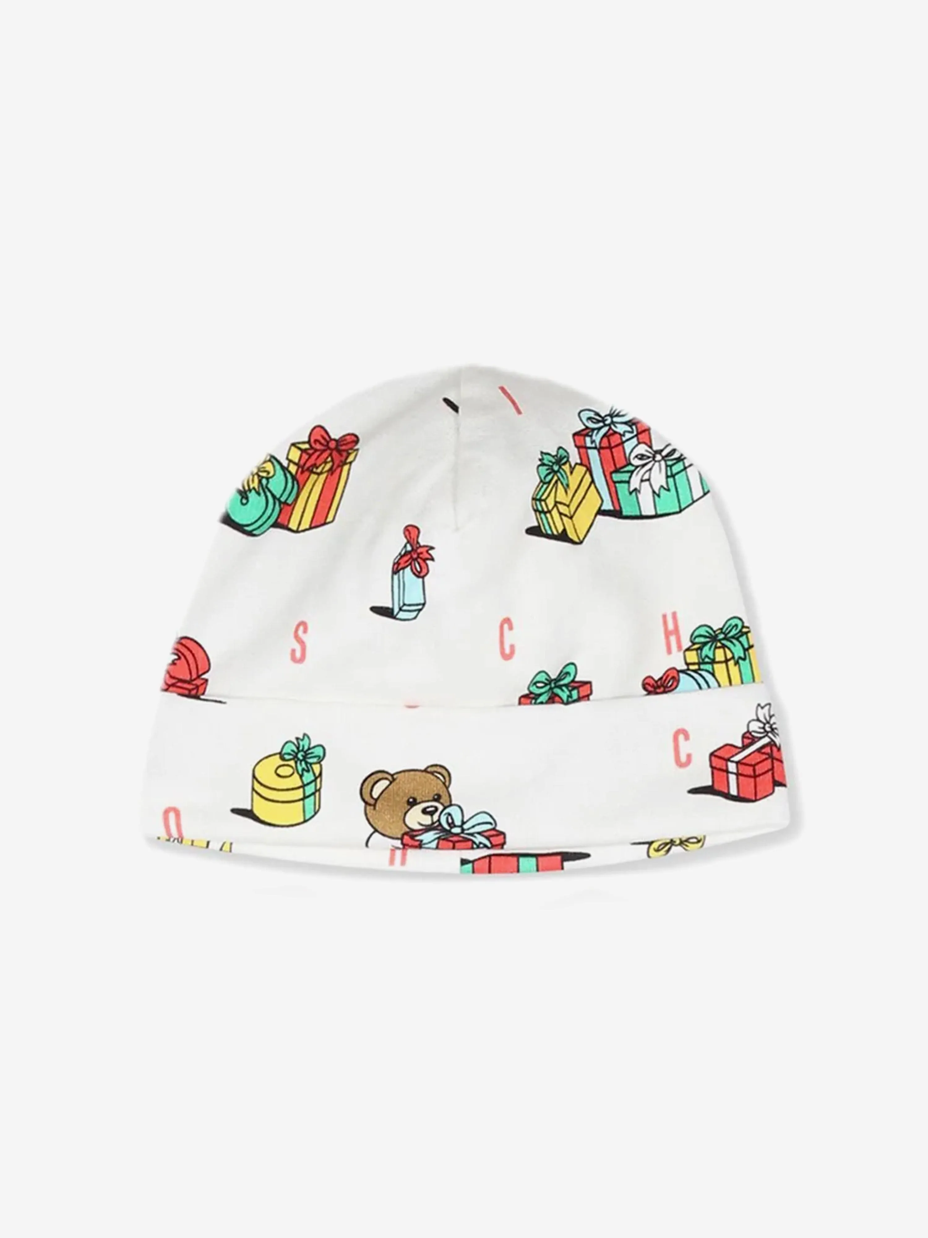 Ensemble Cadeau Body et Bonnet Moschino Baby Ourson de Noël en Ivoire
