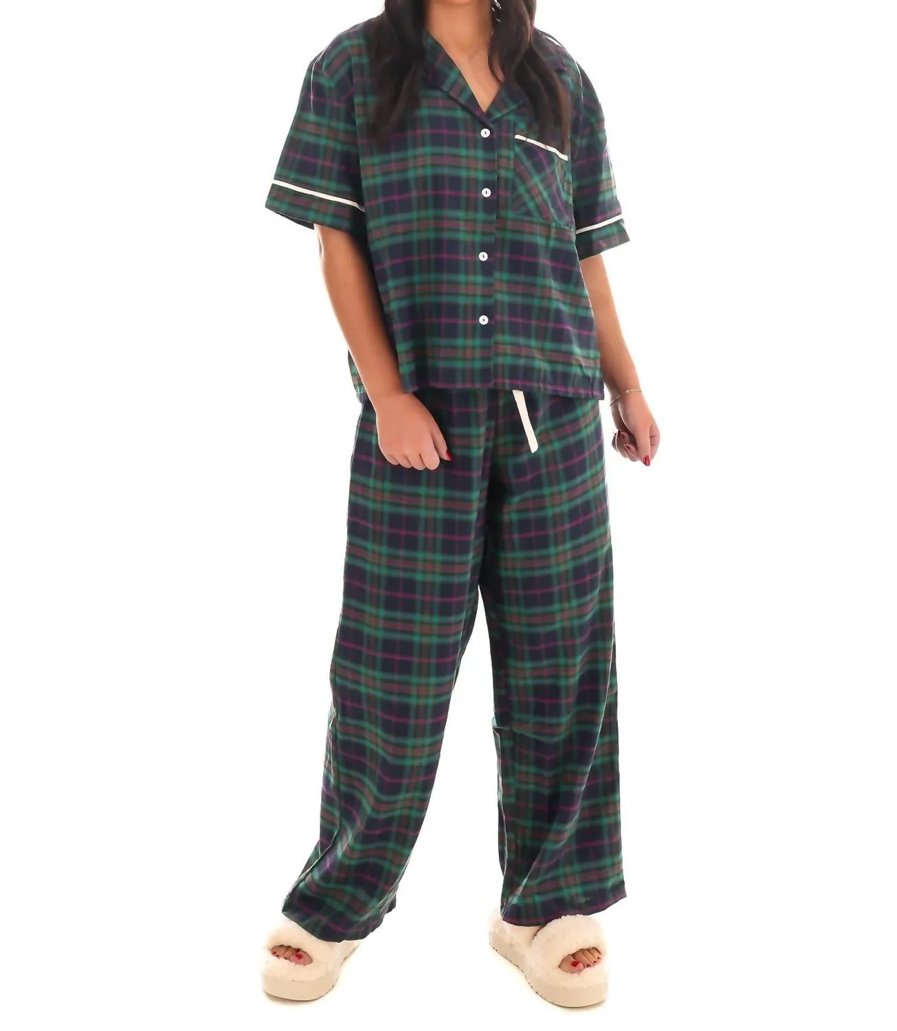 Pyjama de Noël en flanelle North Pole Nights - Marine