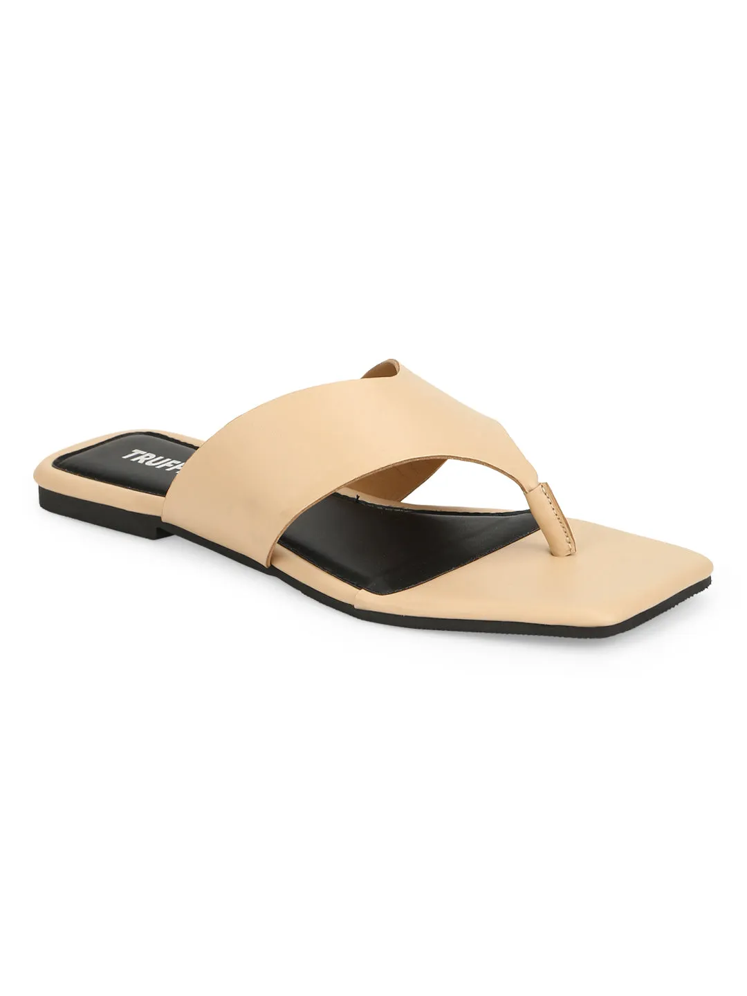 Pantoufles à bout carré en PU nude (TC-RLST14-NUD)