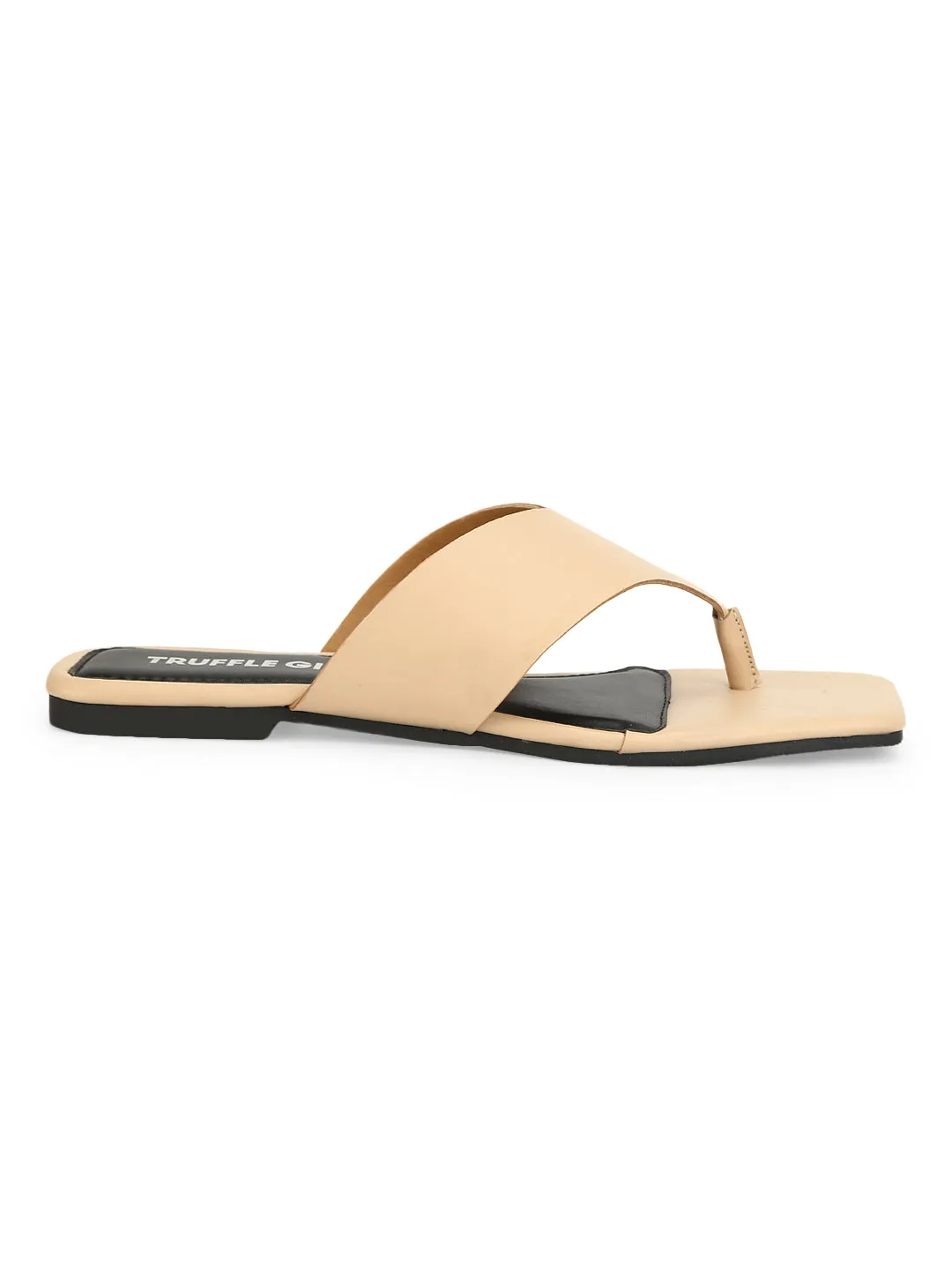 Pantoufles à bout carré en PU nude (TC-RLST14-NUD)