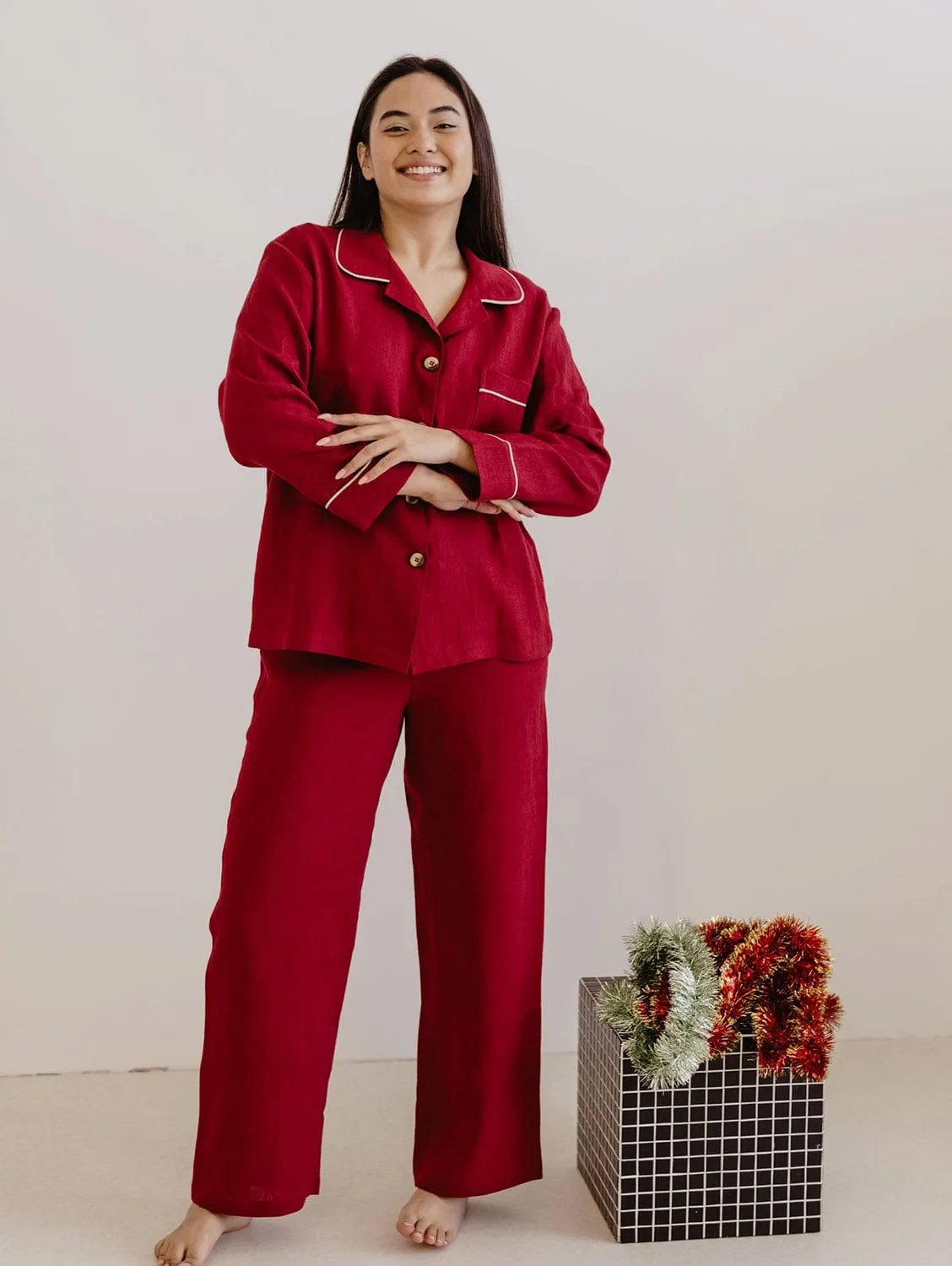 Ensemble de pyjama en lin pour femmes Pilantis | Plusieurs couleurs