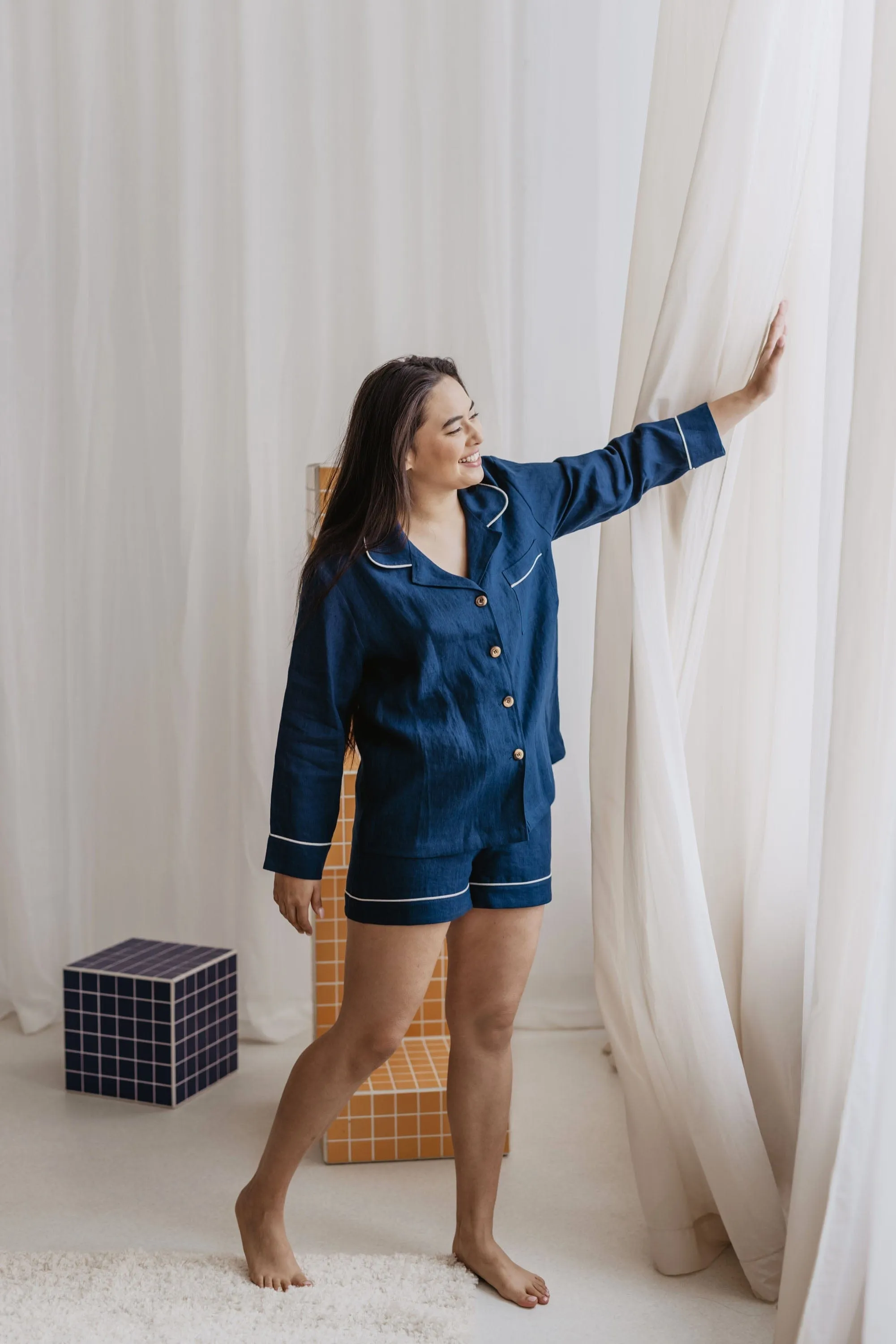 Ensemble de pyjama en lin pour femmes Pilnatis avec short | Plusieurs couleurs