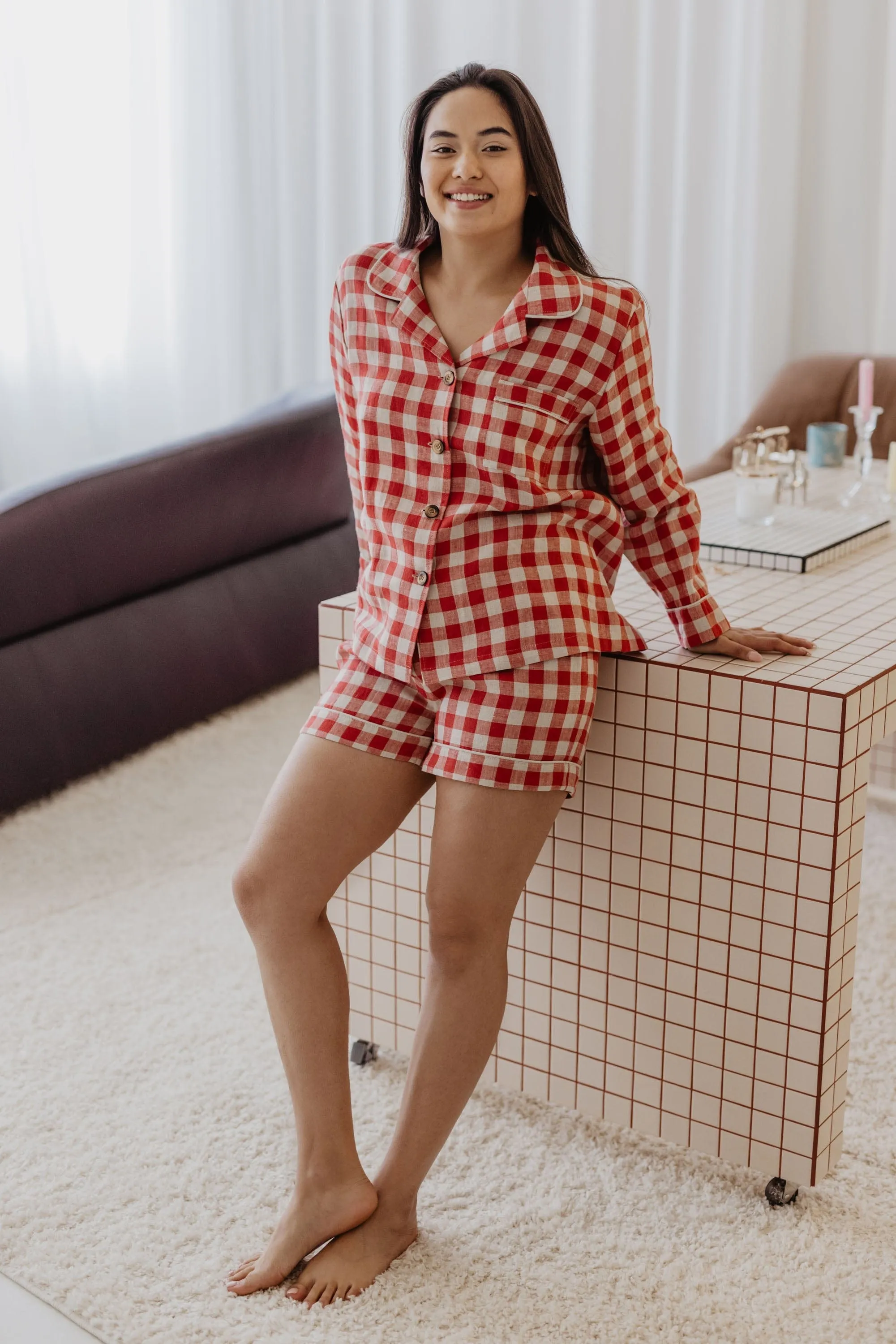 Ensemble de pyjama en lin pour femmes Pilnatis avec short | Plusieurs couleurs
