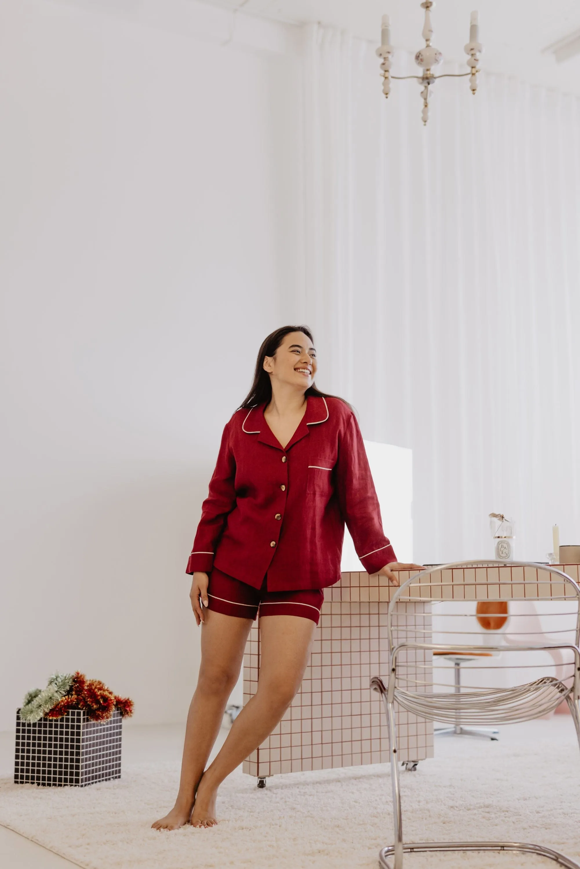 Ensemble de pyjama en lin pour femmes Pilnatis avec short | Plusieurs couleurs
