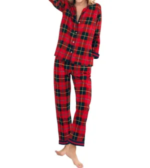 Plaidly Cooper Pajama Set In Red/multi