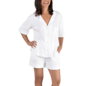 Pointelle Cotton Pajamas Short Set In Blue