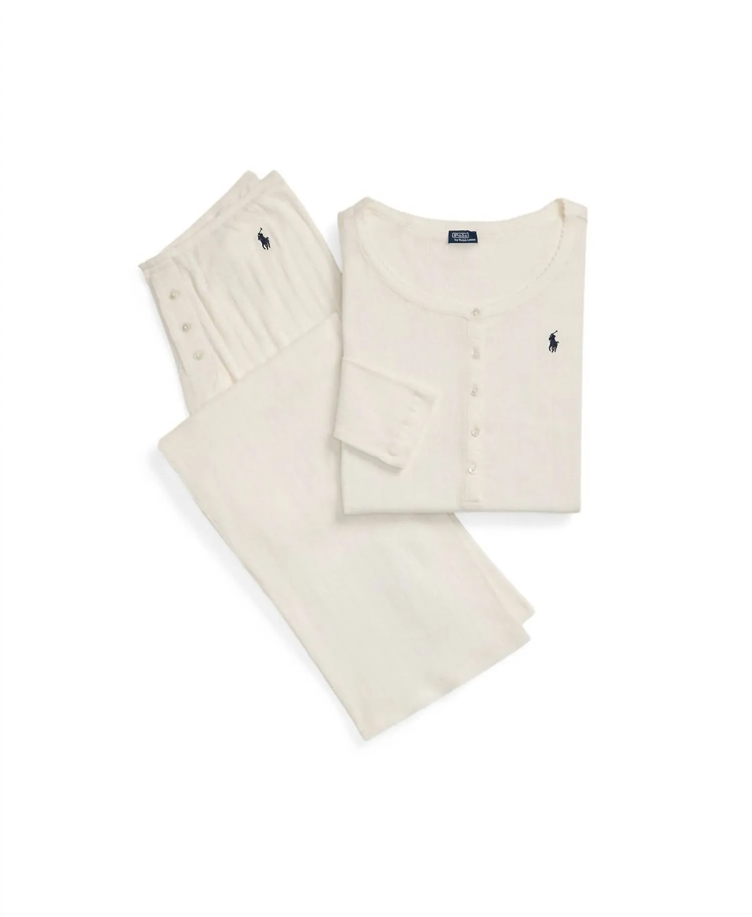 Pyjama Polo Pointelle Henley en Aigrette