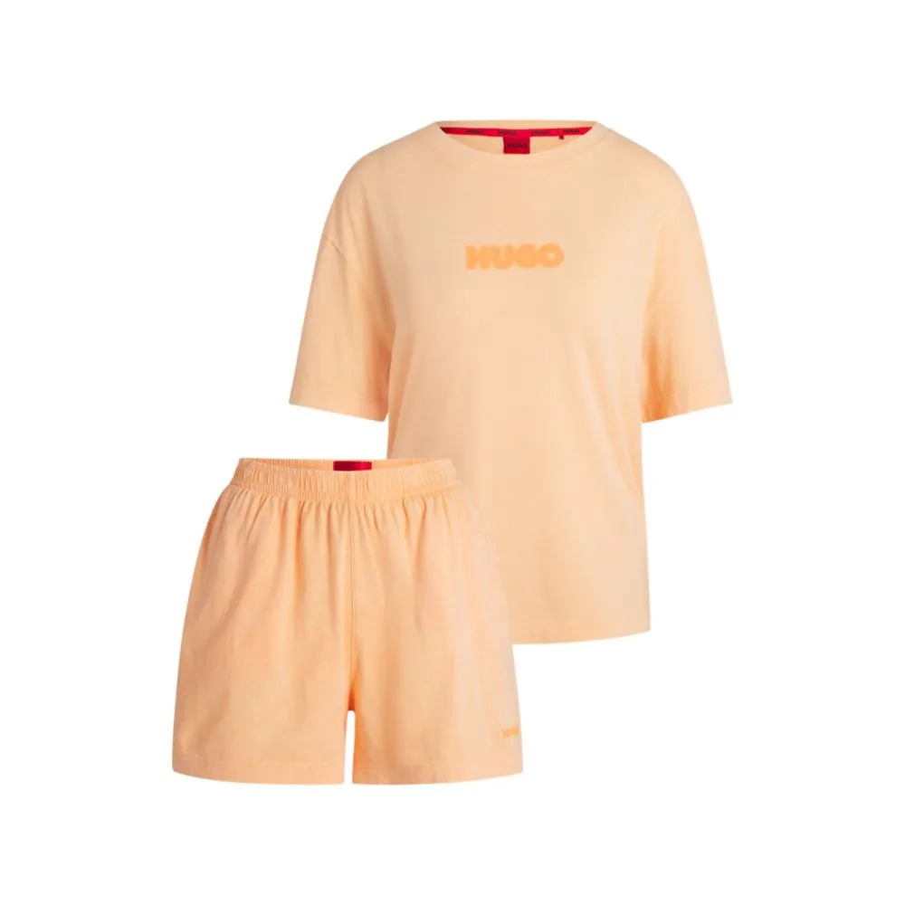 Pyjama imprimé ample en coton avec logos estompés