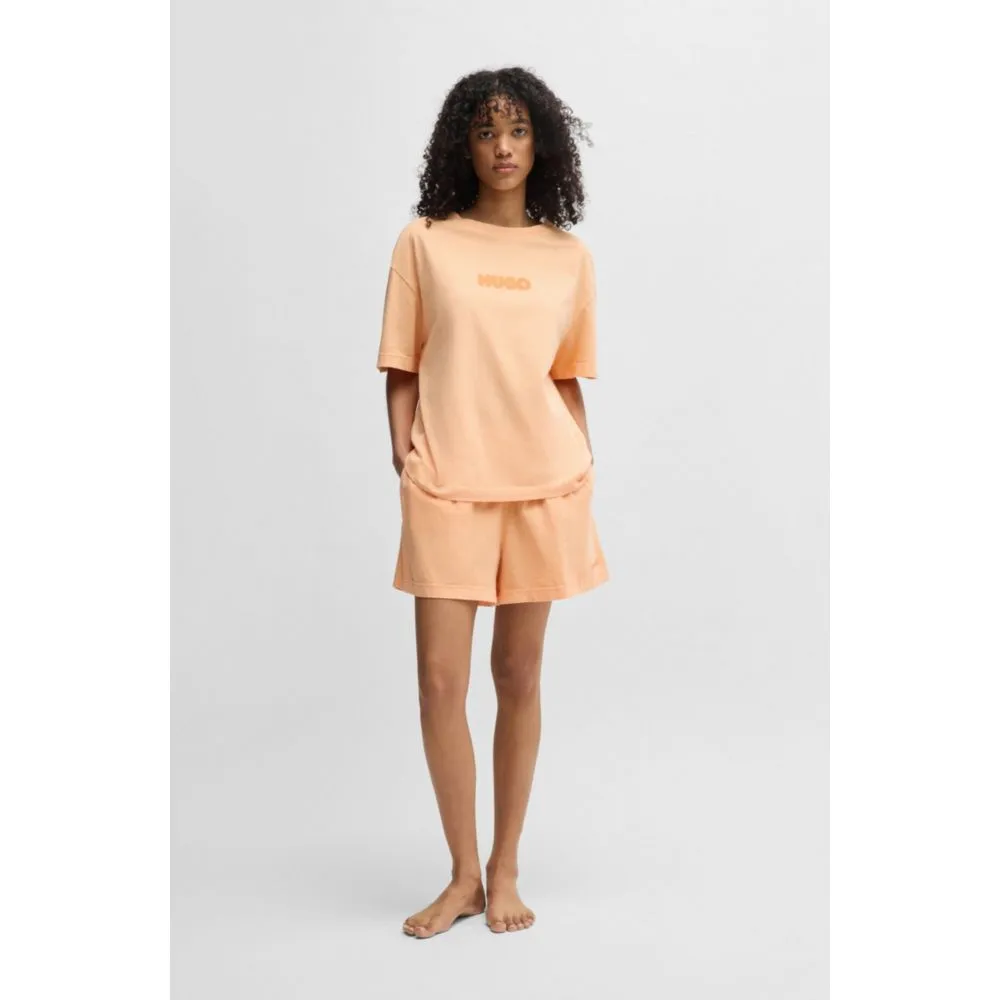 Pyjama imprimé ample en coton avec logos estompés