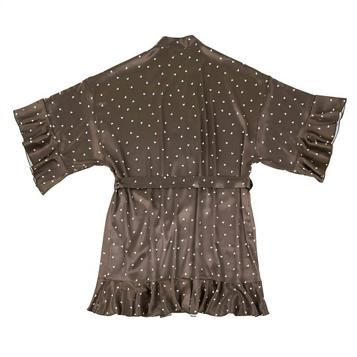 Robe en satin froncé en marron