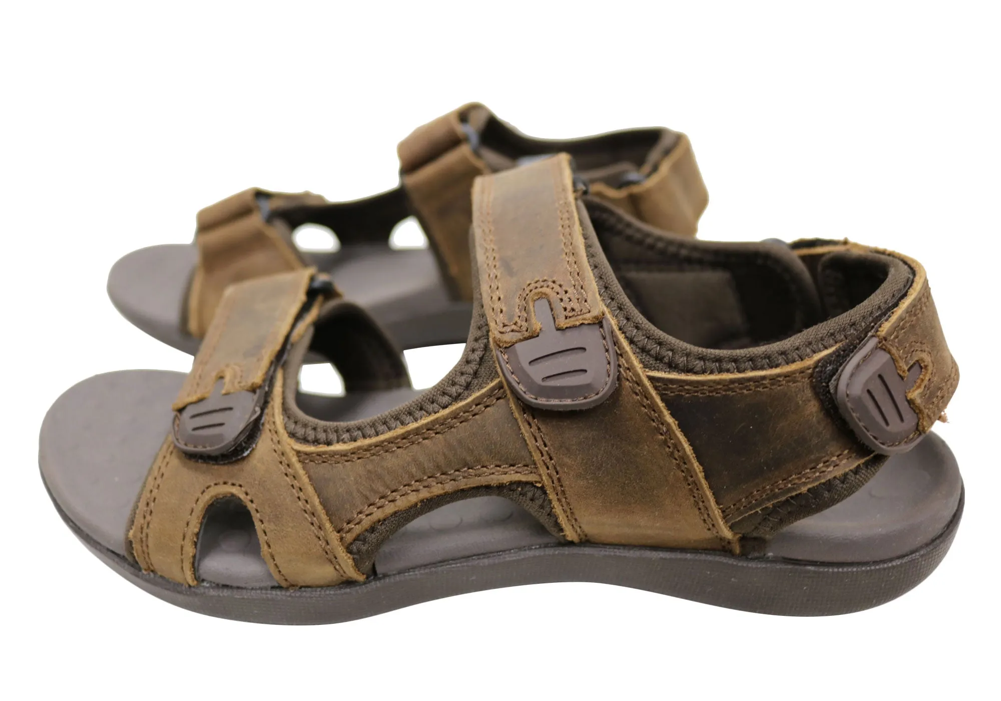 Sandales en cuir confortables et soutenues pour hommes Scholl Orthaheel Brody - Chaussures Scholl Orthaheel