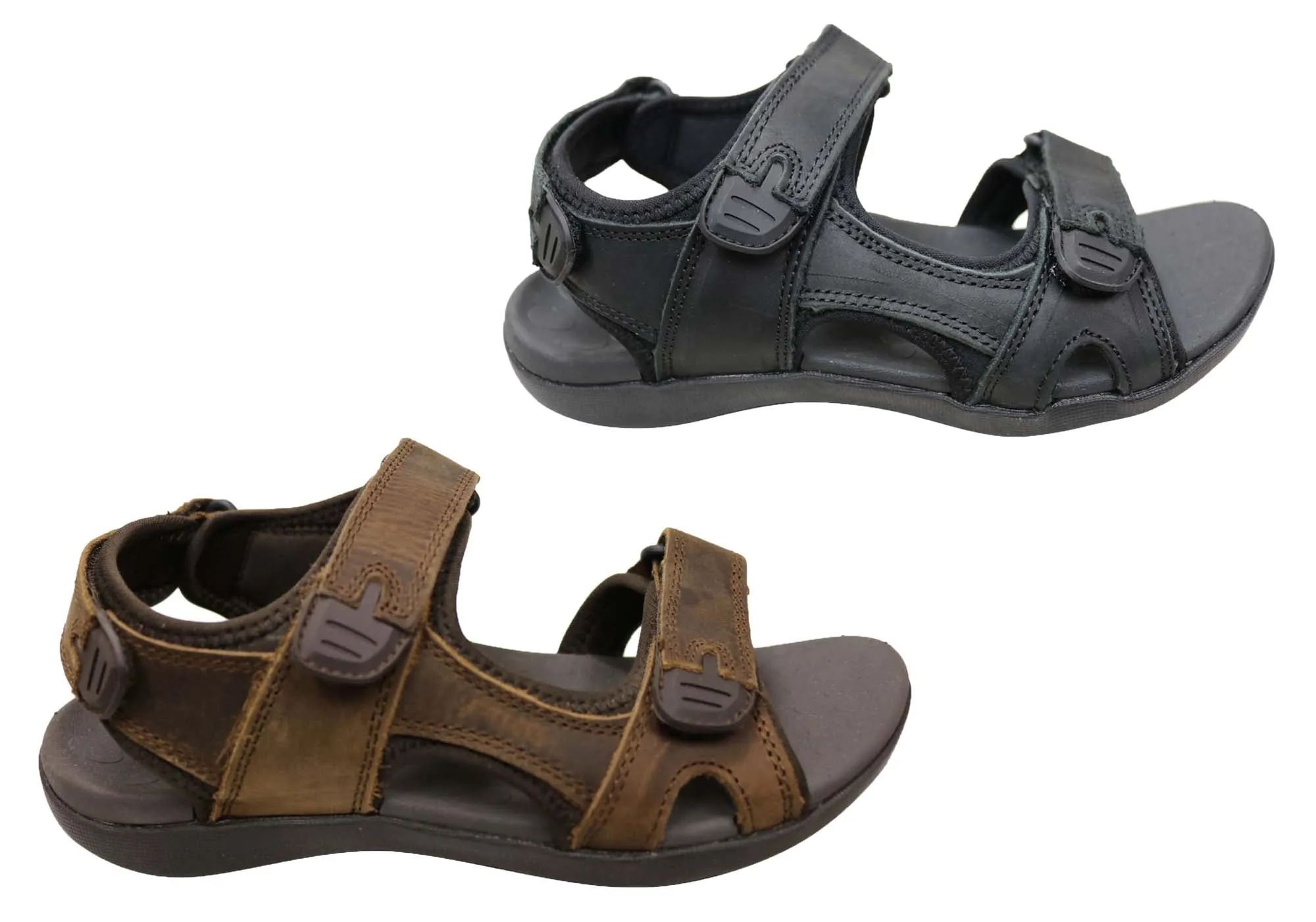 Sandales en cuir confortables et soutenues pour hommes Scholl Orthaheel Brody - Chaussures Scholl Orthaheel