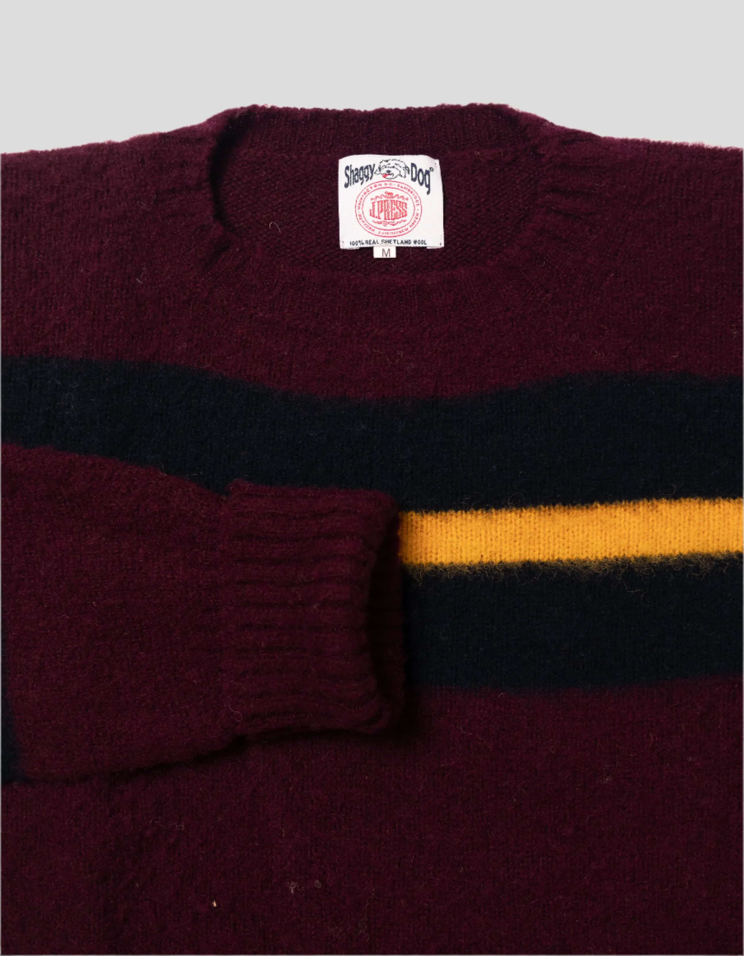PULL À RAYURES SHAGGY DOG - BORDEAUX/MARINE/JAUNE, COUPE CLASSIQUE