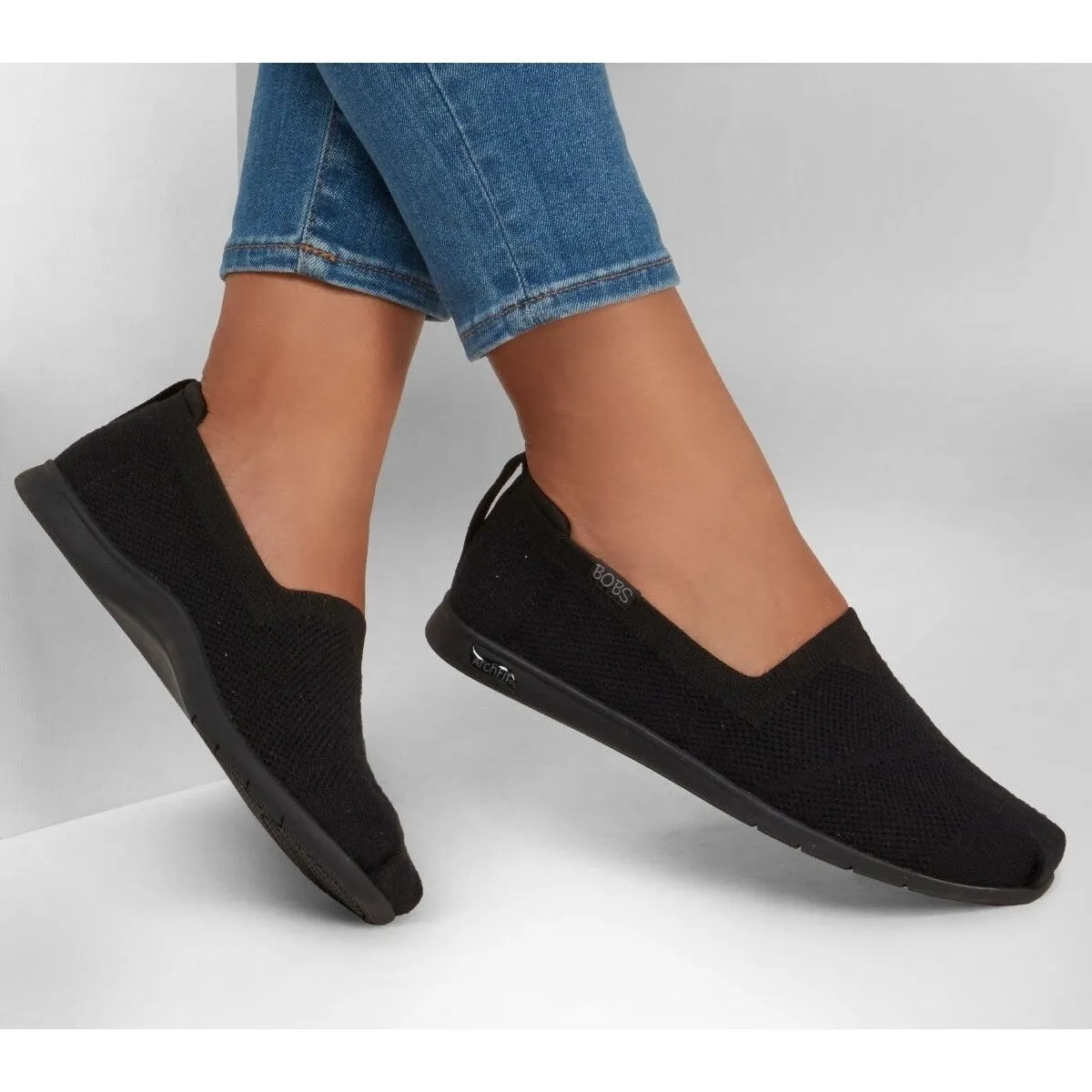 Skechers Femmes Arch Fit Plush Breezy Babe Slip-On Noir/Noir 114109Bbk Noir/Noir