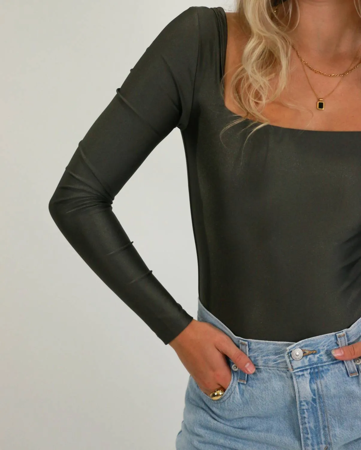 Body Stacy à encolure carrée en gris