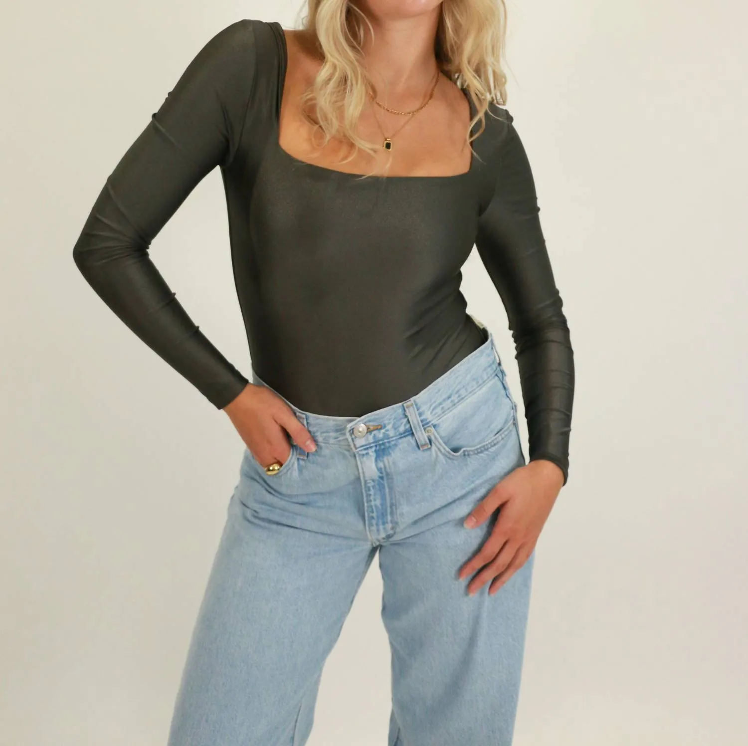 Body Stacy à encolure carrée en gris