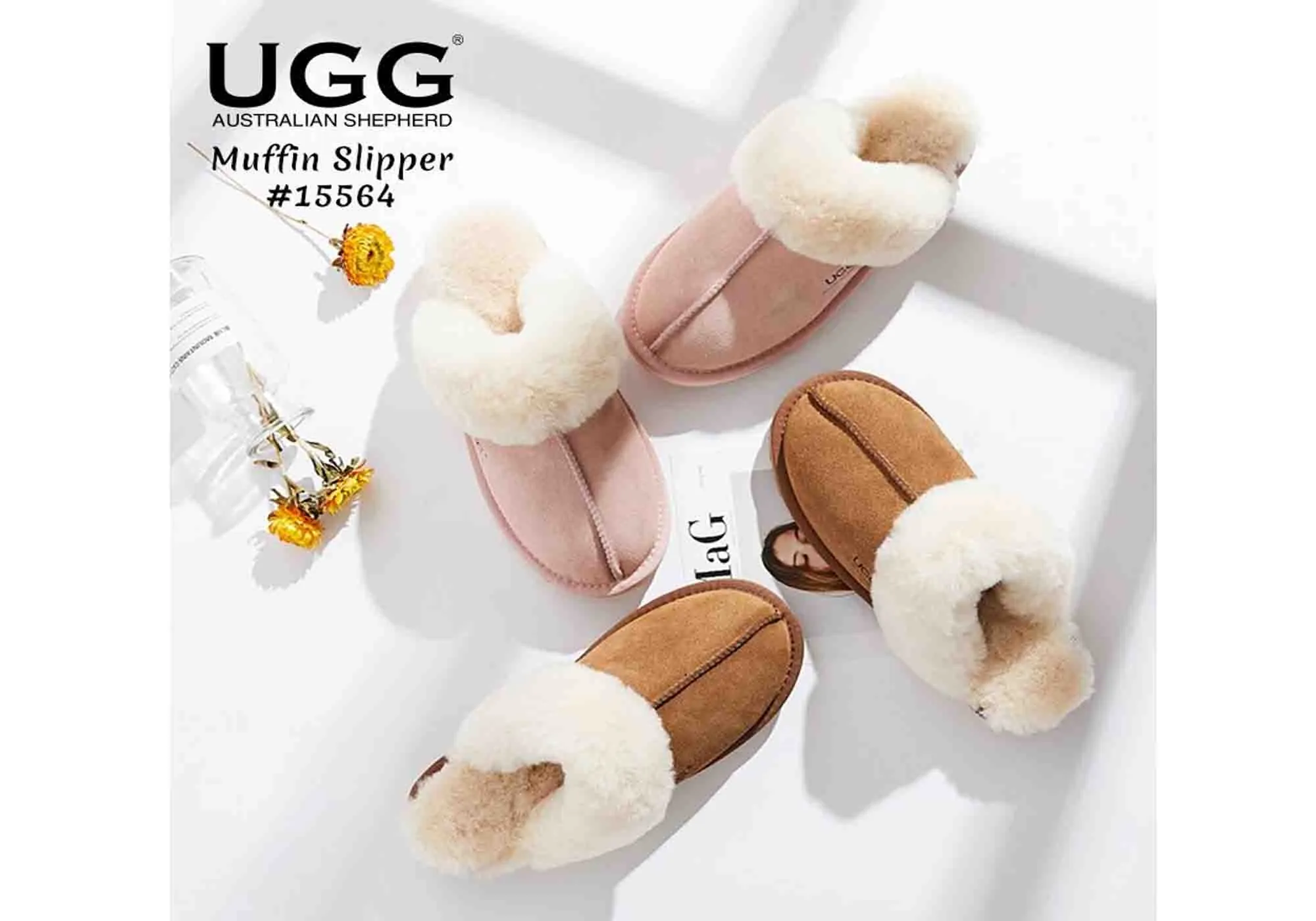 UGG Australian Shepherd Chaussons confortables unisexe Muffin Scuff