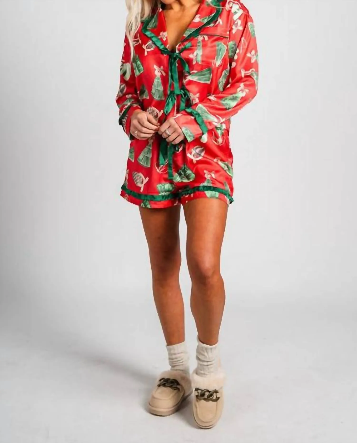 Pyjamas à ornements vintage en rouge