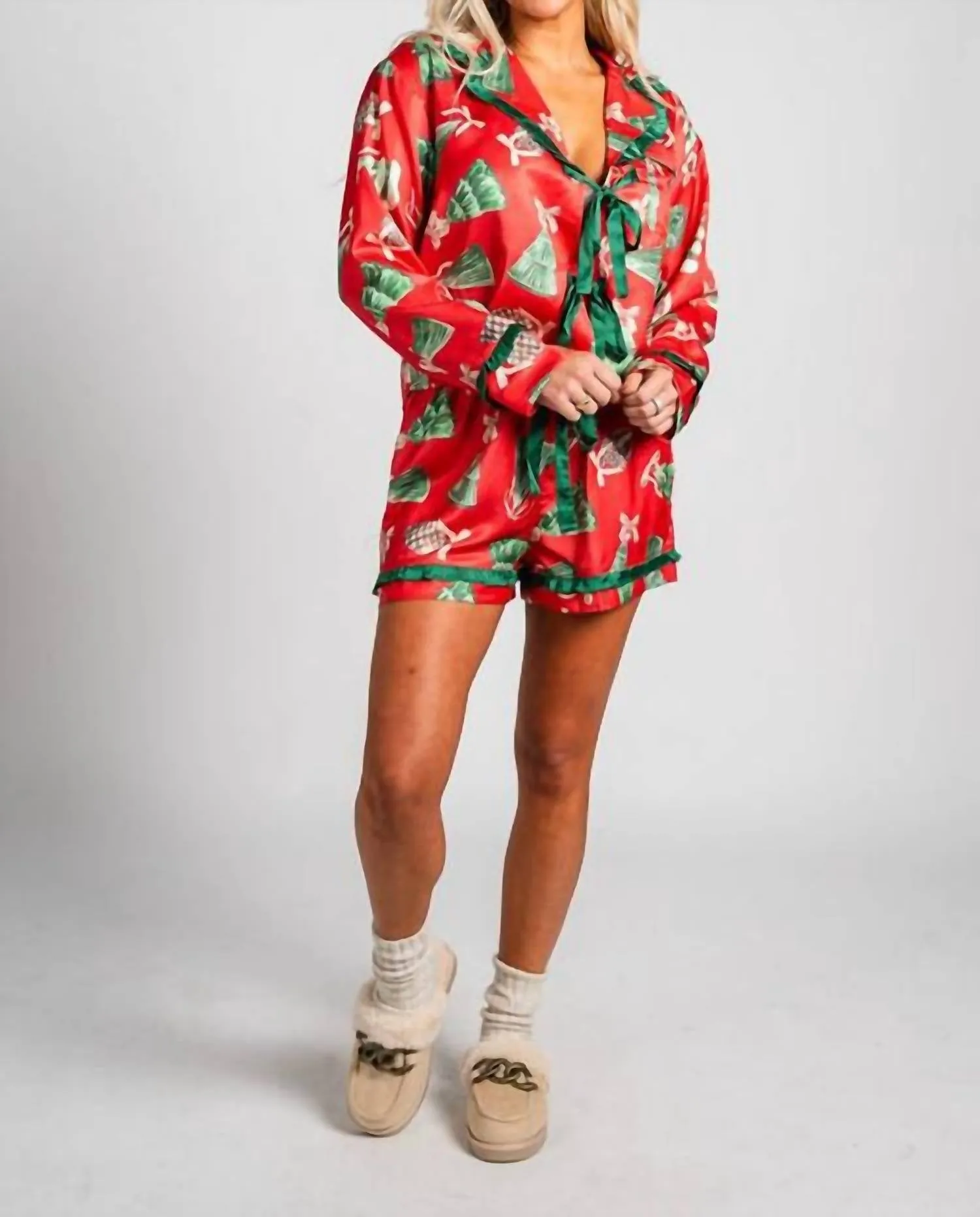 Pyjamas à ornements vintage en rouge