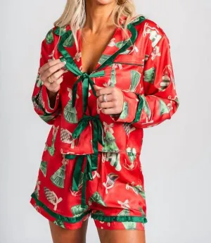 Vintage Ornament Pajamas In Red