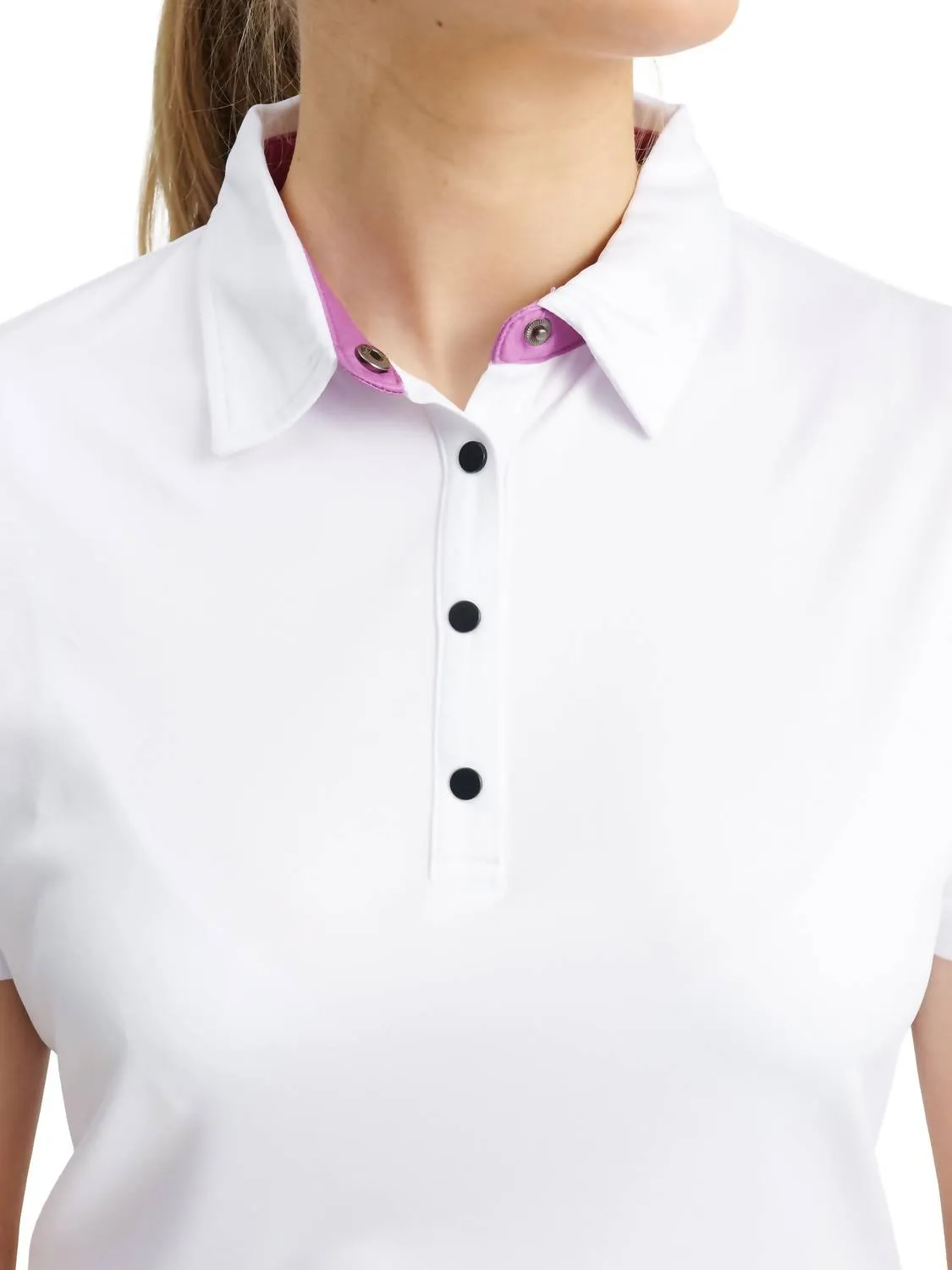 Polo Femme à Rayures Cerise en Iris Blanc