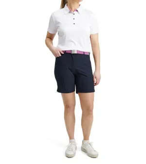 Women Cherry Stripe Polo In White Iris