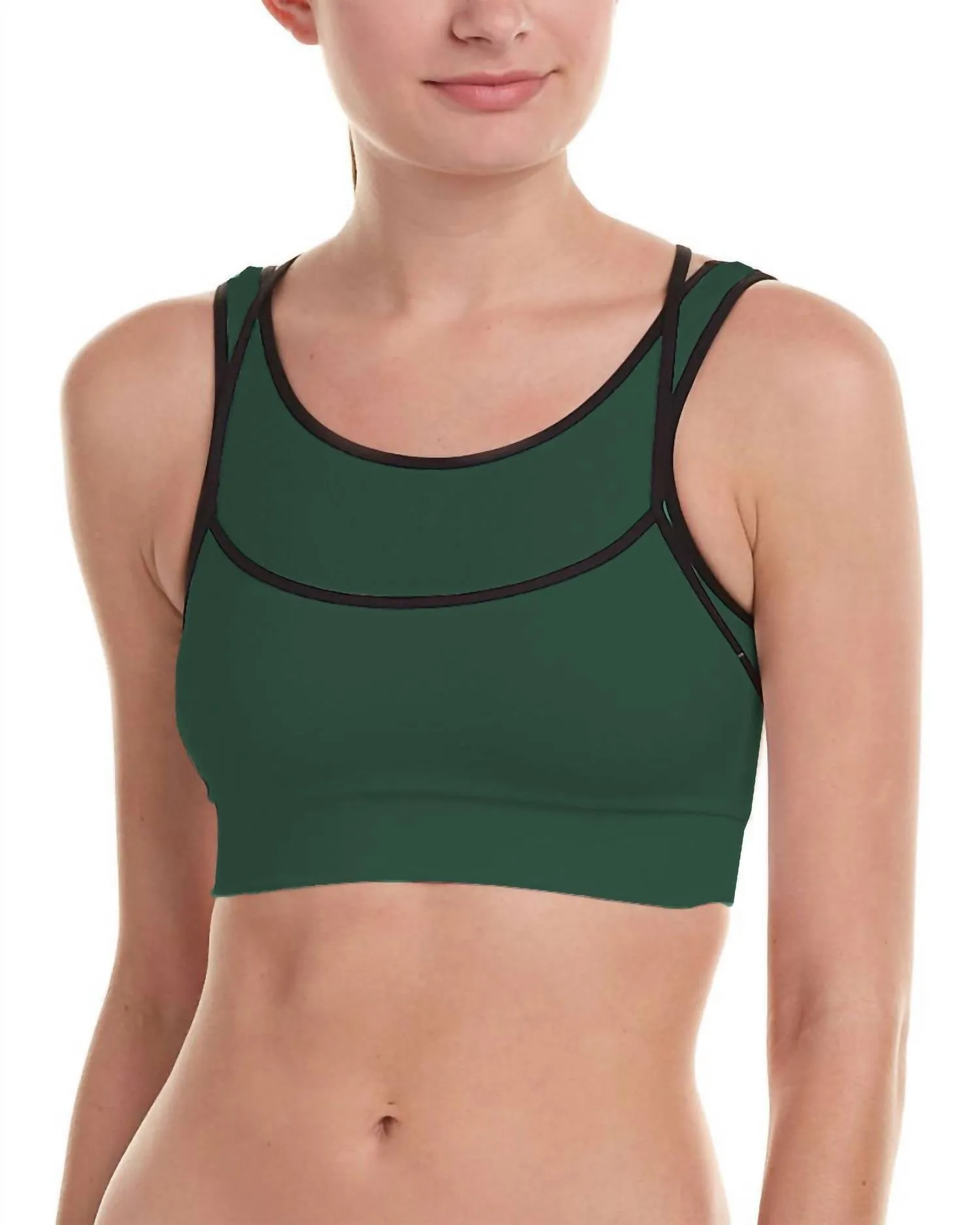 Soutien-gorge de sport à motifs superposés en vert
