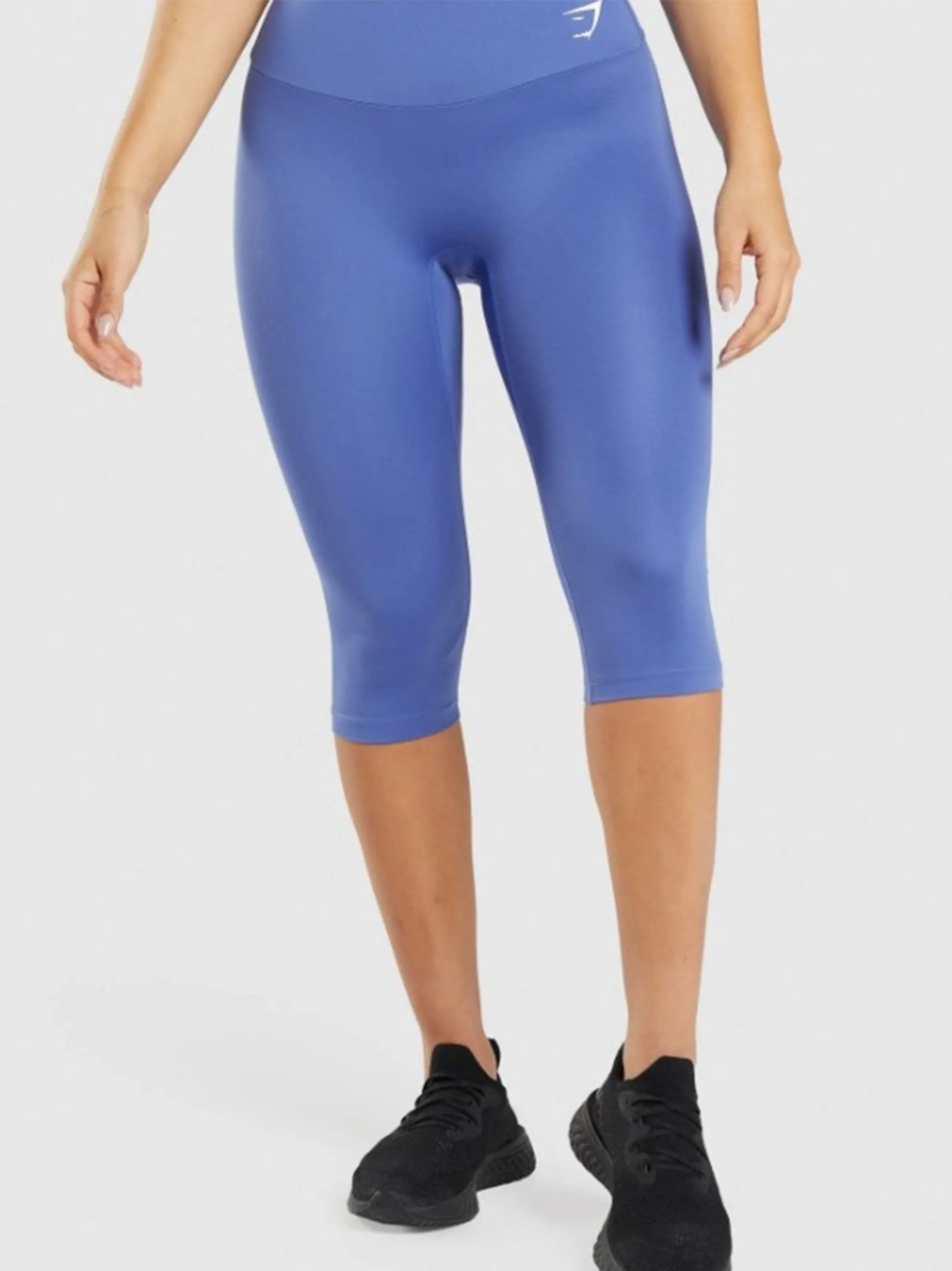 Legging court pour femmes avec logo de marque imprimé, Bleu
