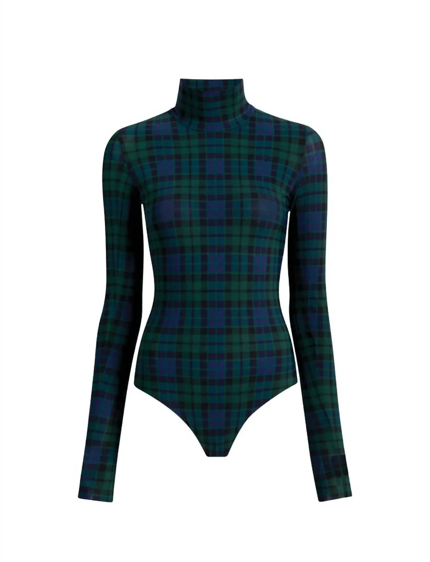 Body femme classique à col roulé imprimé en tartan
